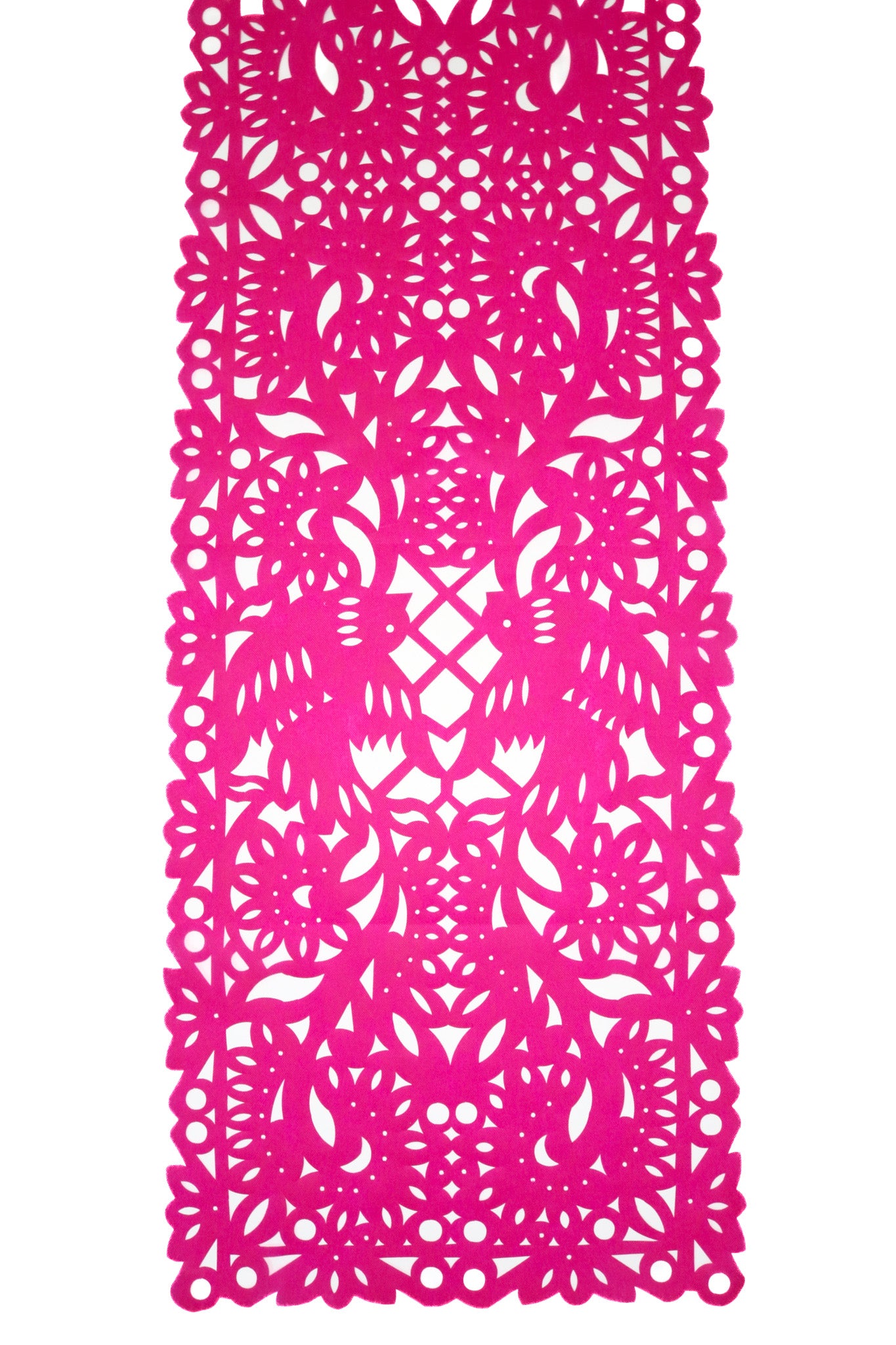 Mexican fabric Table Runner Papel Picado design -hot pink