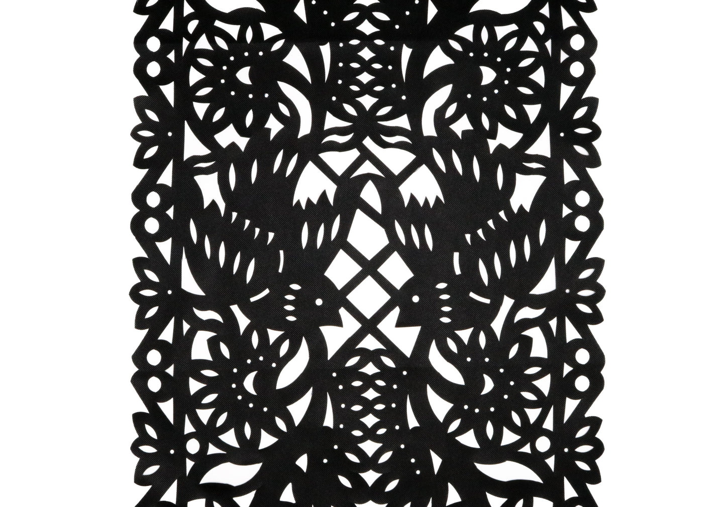 Mexican fabric Table Runner Papel Picado design -Black