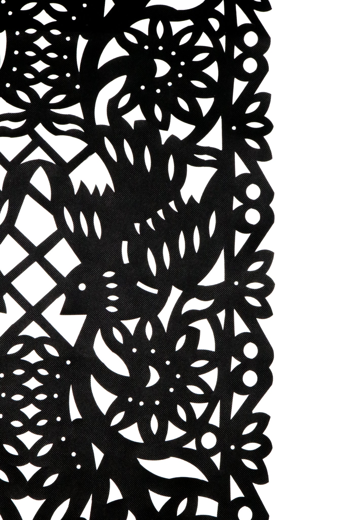 Mexican fabric Table Runner Papel Picado design -Black