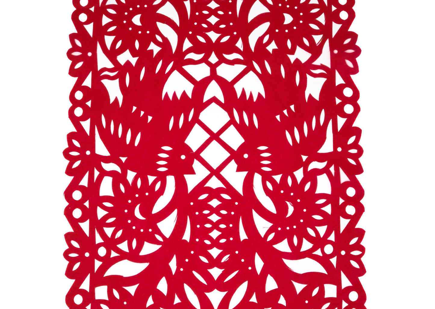 Mexican fabric Table Runner Papel Picado design Red