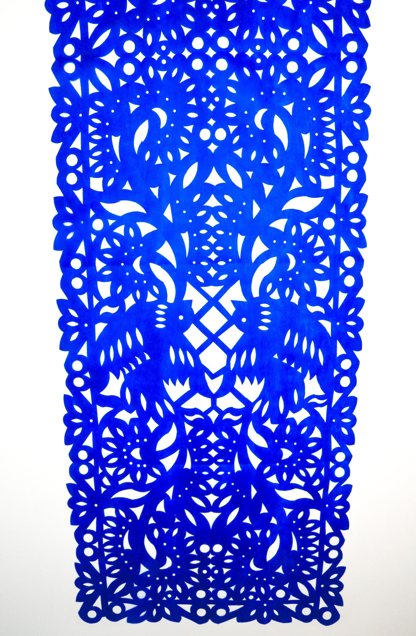Mexican fabric Table Runner Papel Picado design - Blue