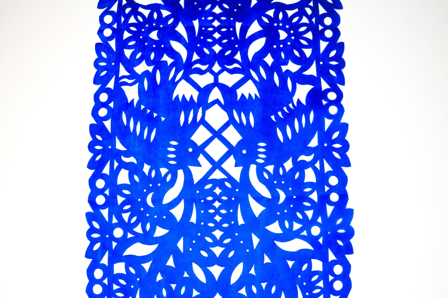 Mexican fabric Table Runner Papel Picado design - Blue