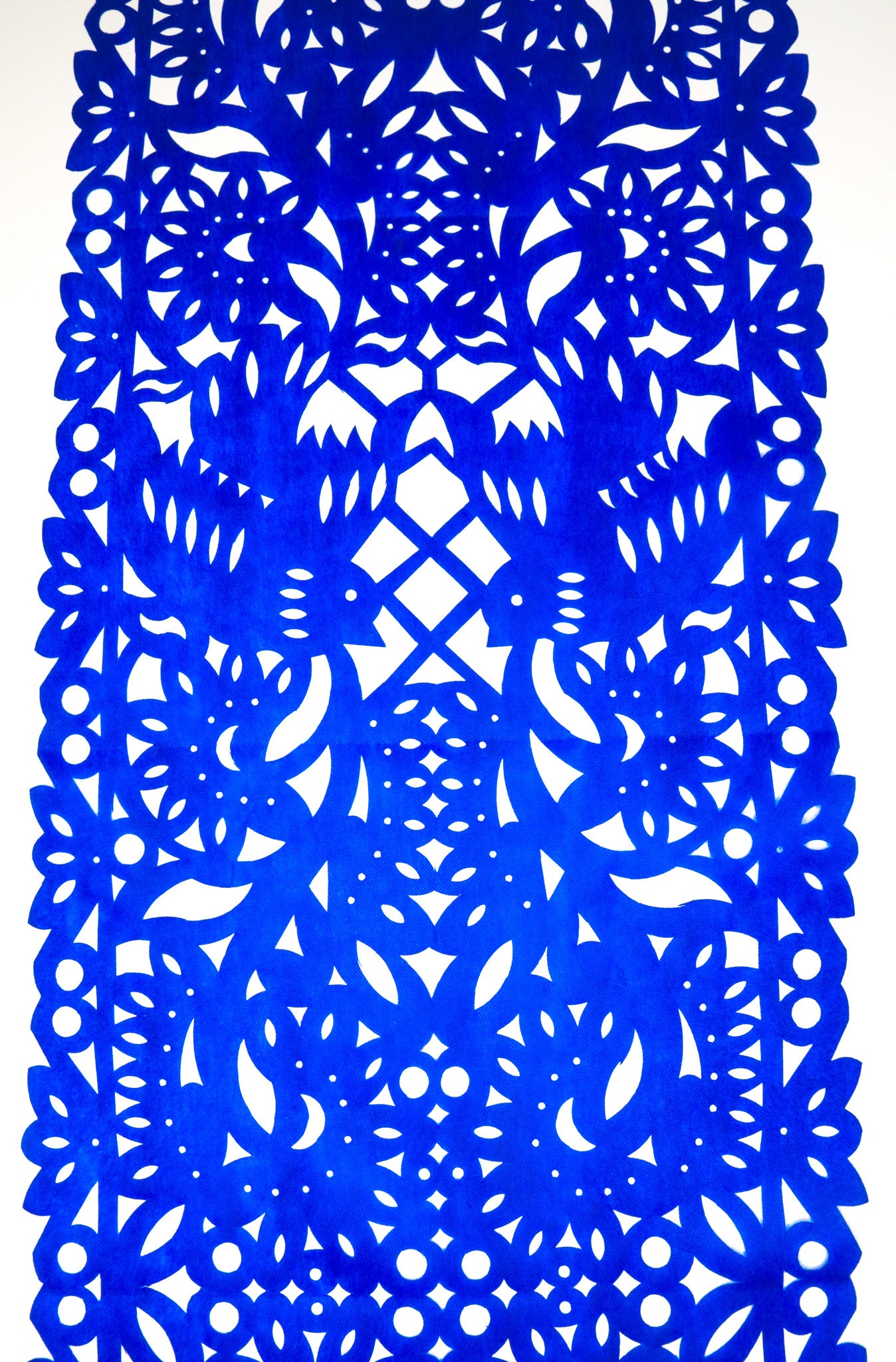 Mexican fabric Table Runner Papel Picado design - Blue