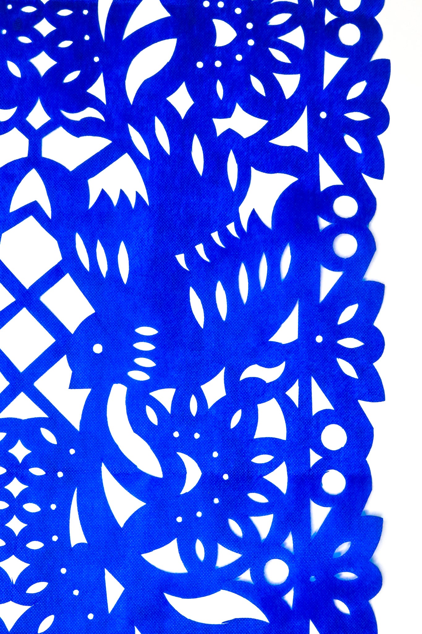 Mexican fabric Table Runner Papel Picado design - Blue