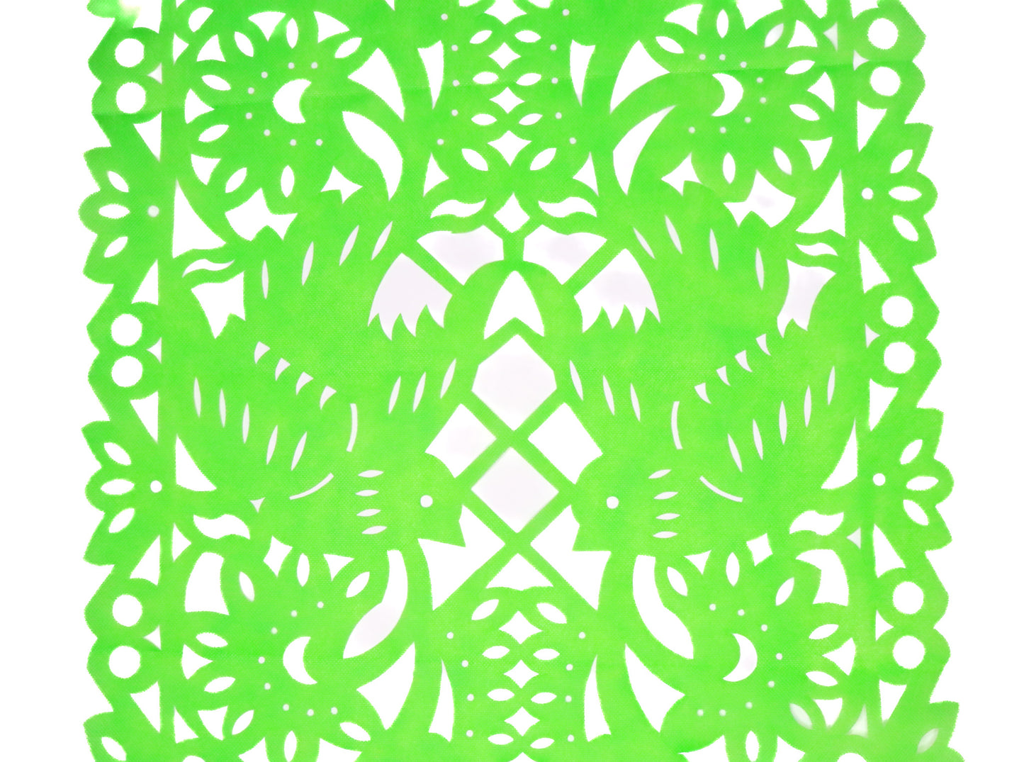 Mexican Fabric Table Runner Papel Picado Design Lime Green