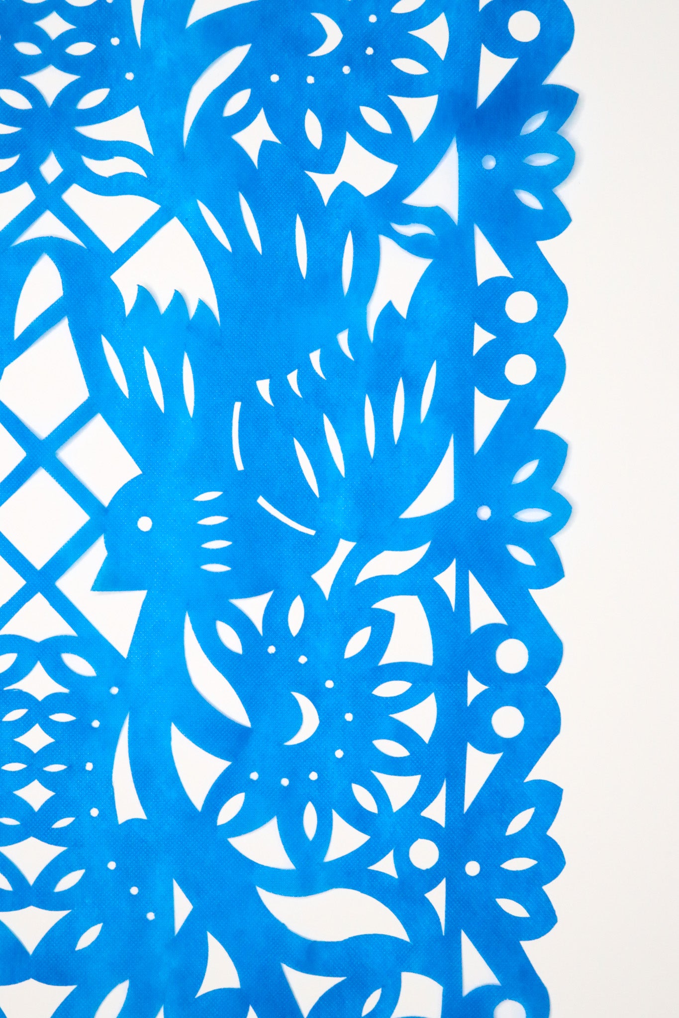 Mexican fabric Table Runner Papel Picado design bright Blue