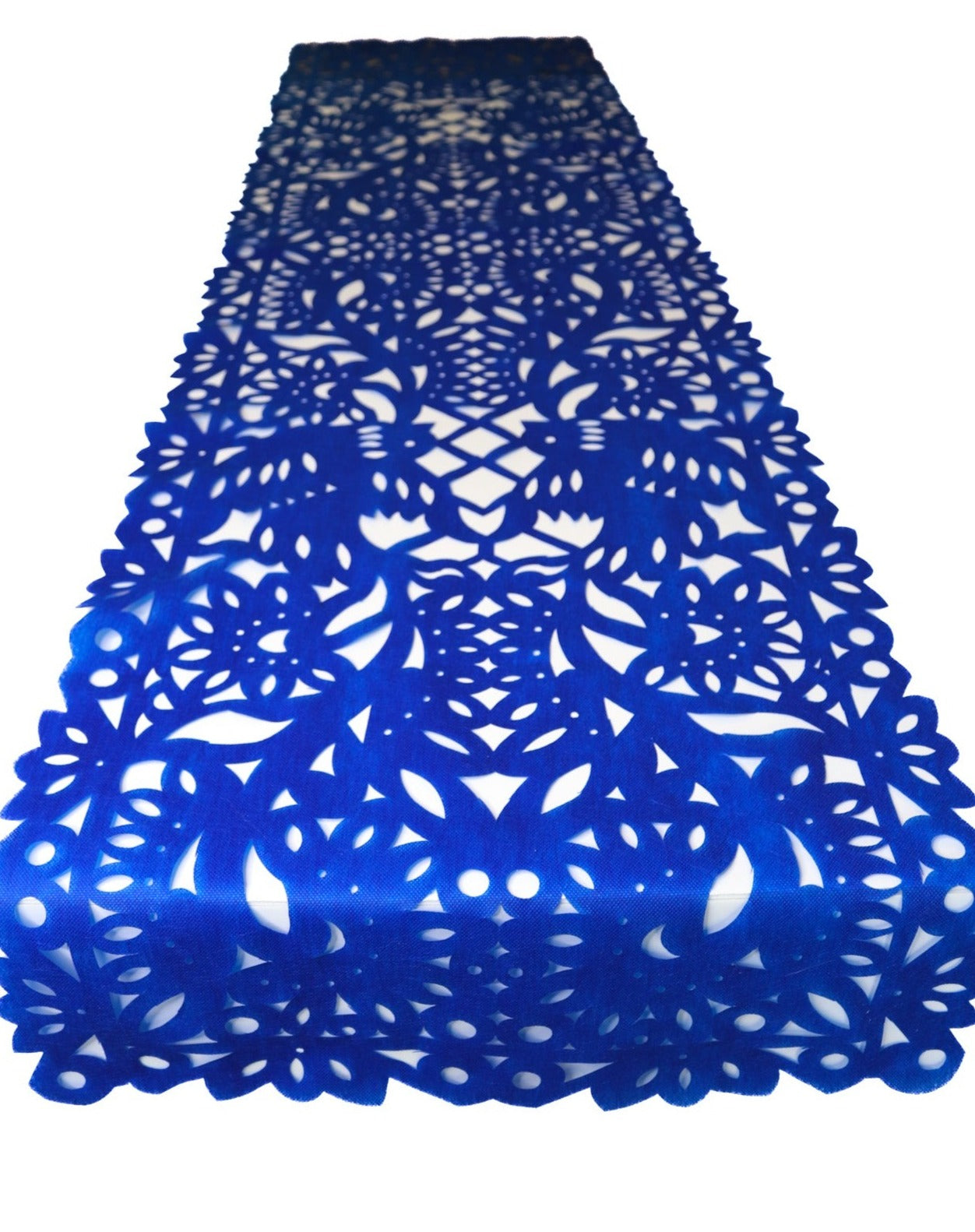 Mexican fabric Table Runner Papel Picado design - Blue