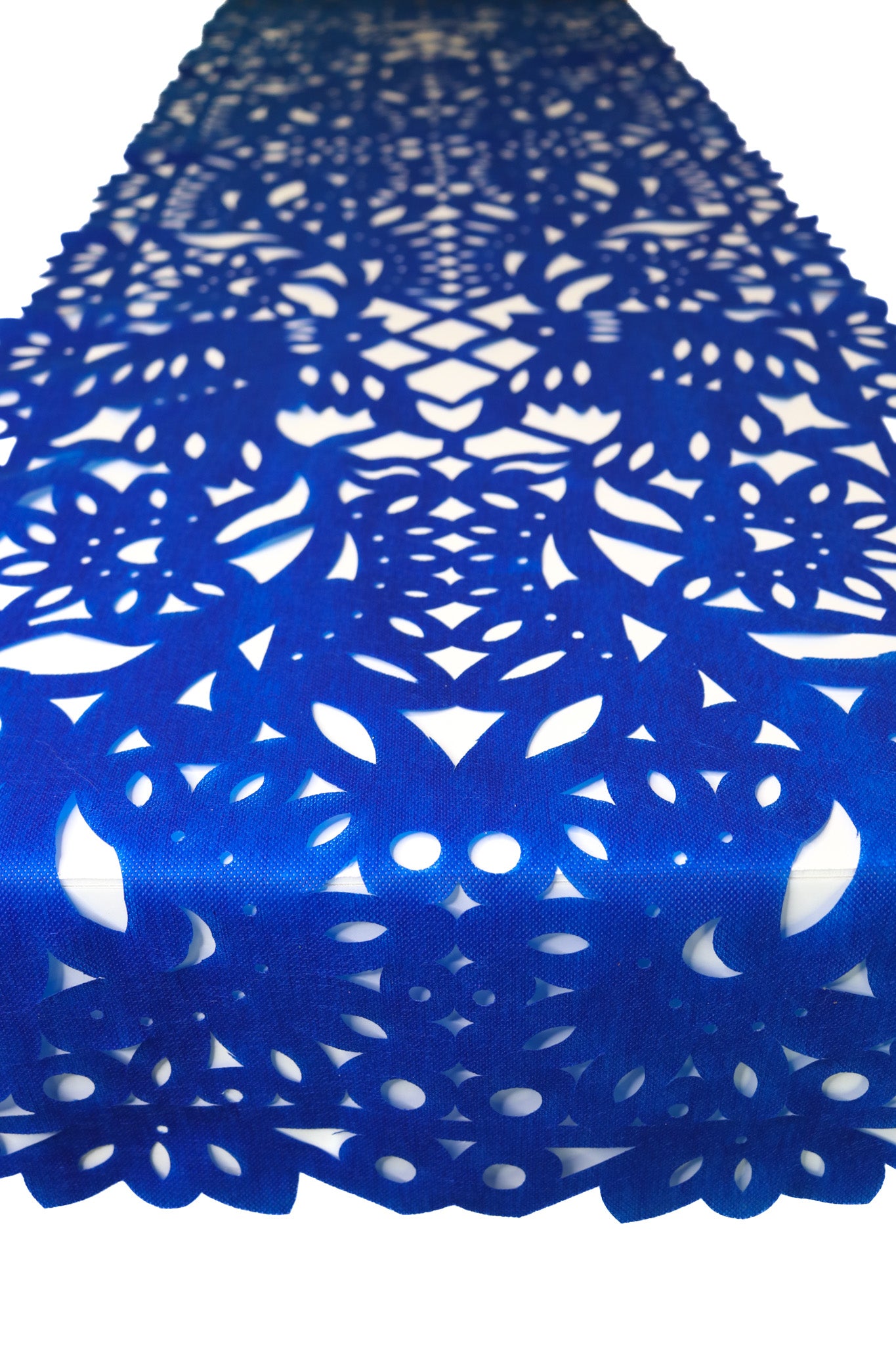 Mexican fabric Table Runner Papel Picado design - Blue