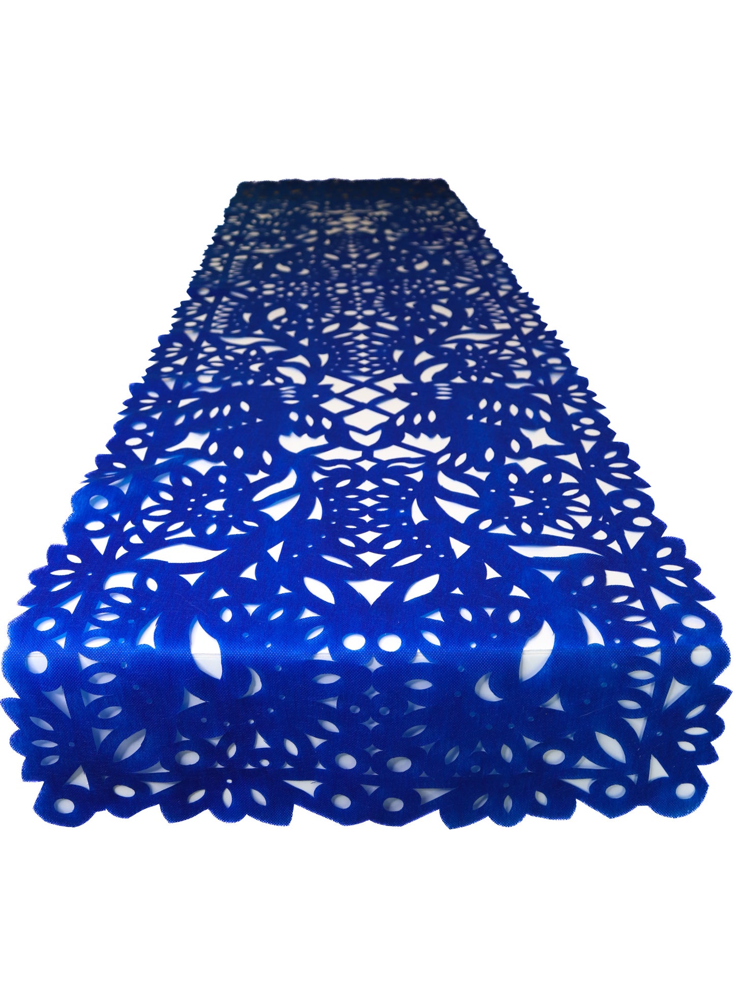Mexican fabric Table Runner Papel Picado design - Blue