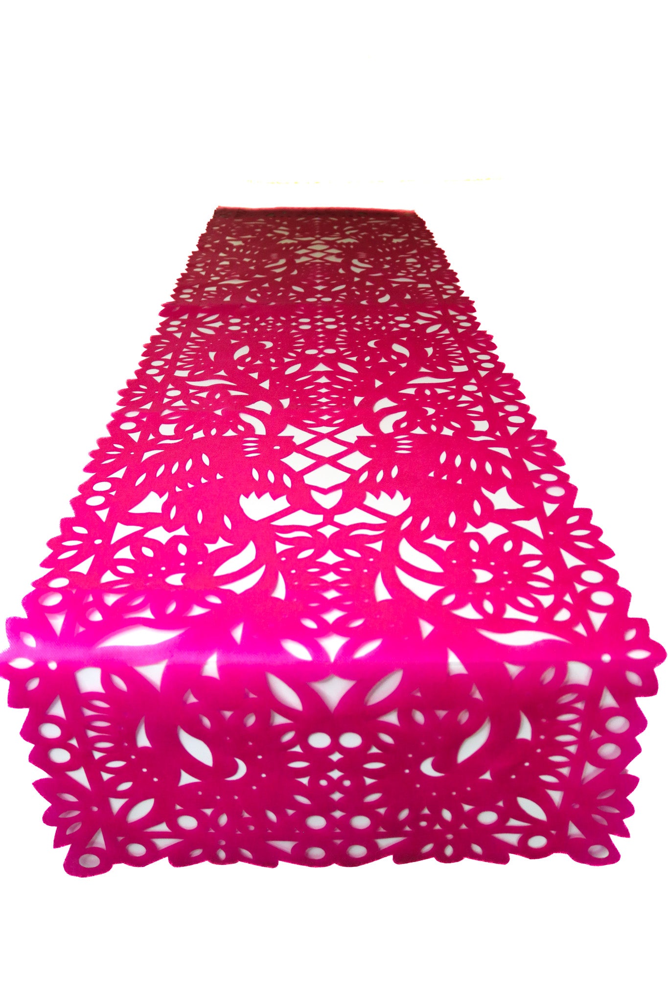 Mexican fabric Table Runner Papel Picado design -hot pink