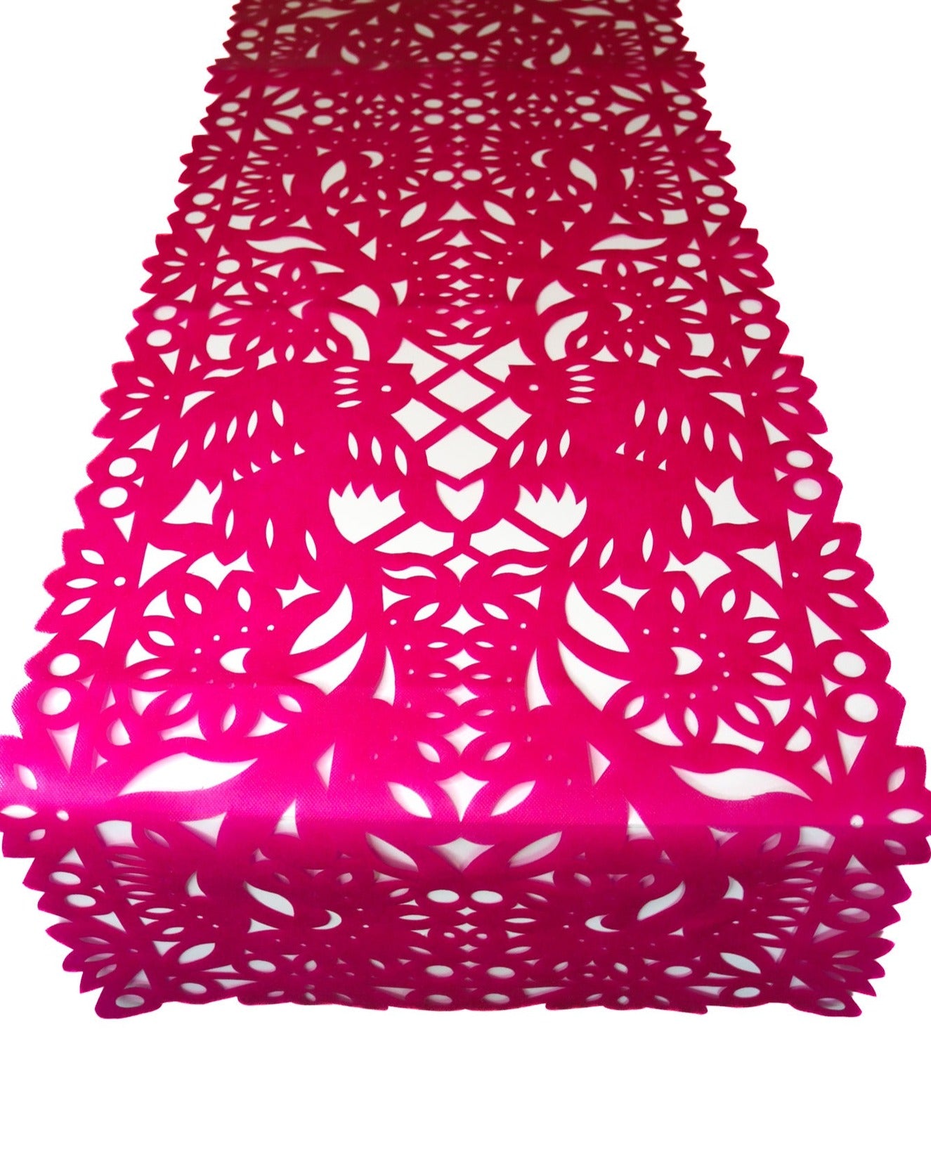 Mexican fabric Table Runner Papel Picado design -hot pink