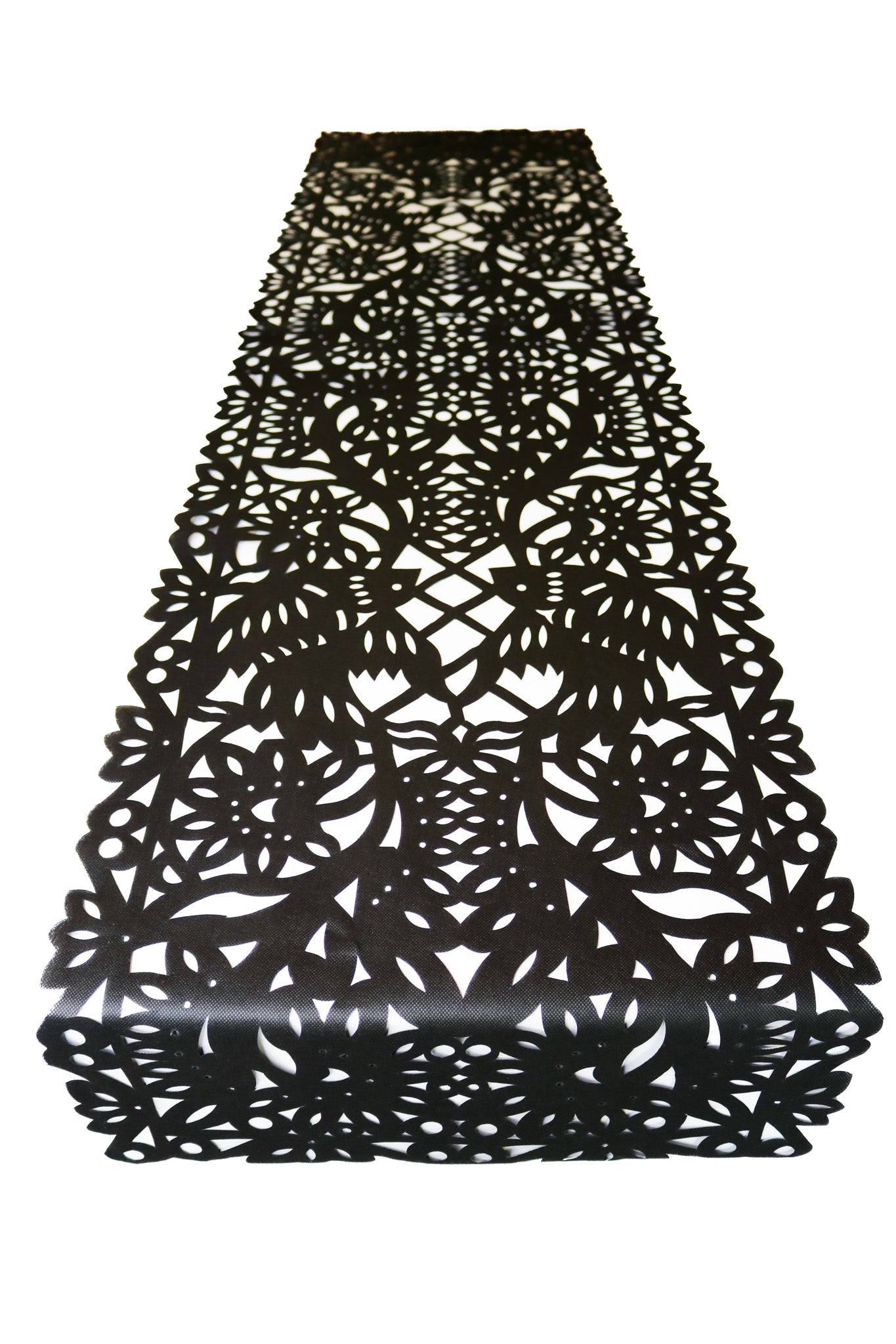 Mexican fabric Table Runner Papel Picado design -Black