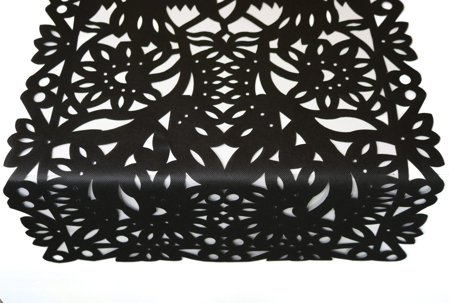 Mexican fabric Table Runner Papel Picado design -Black
