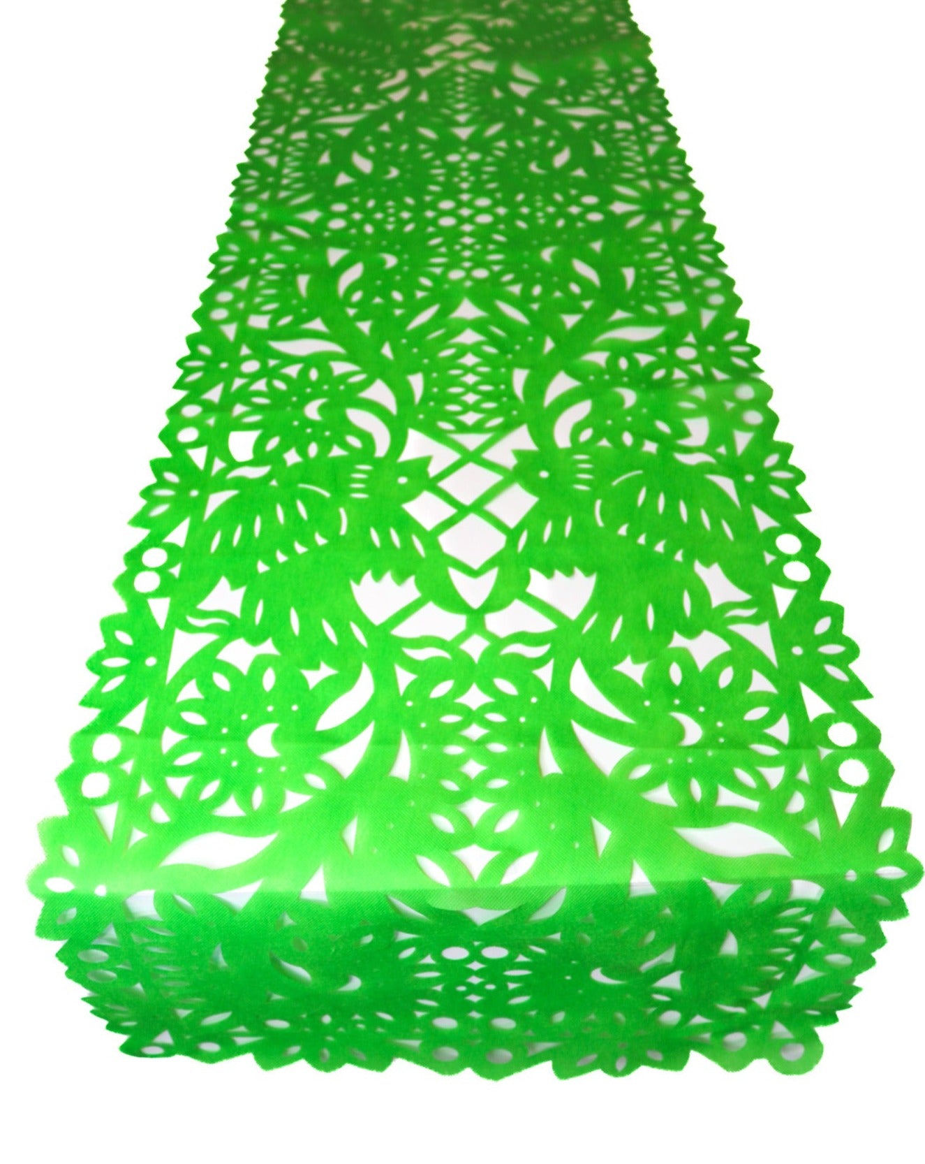 Mexican Fabric Table Runner Papel Picado Design Lime Green