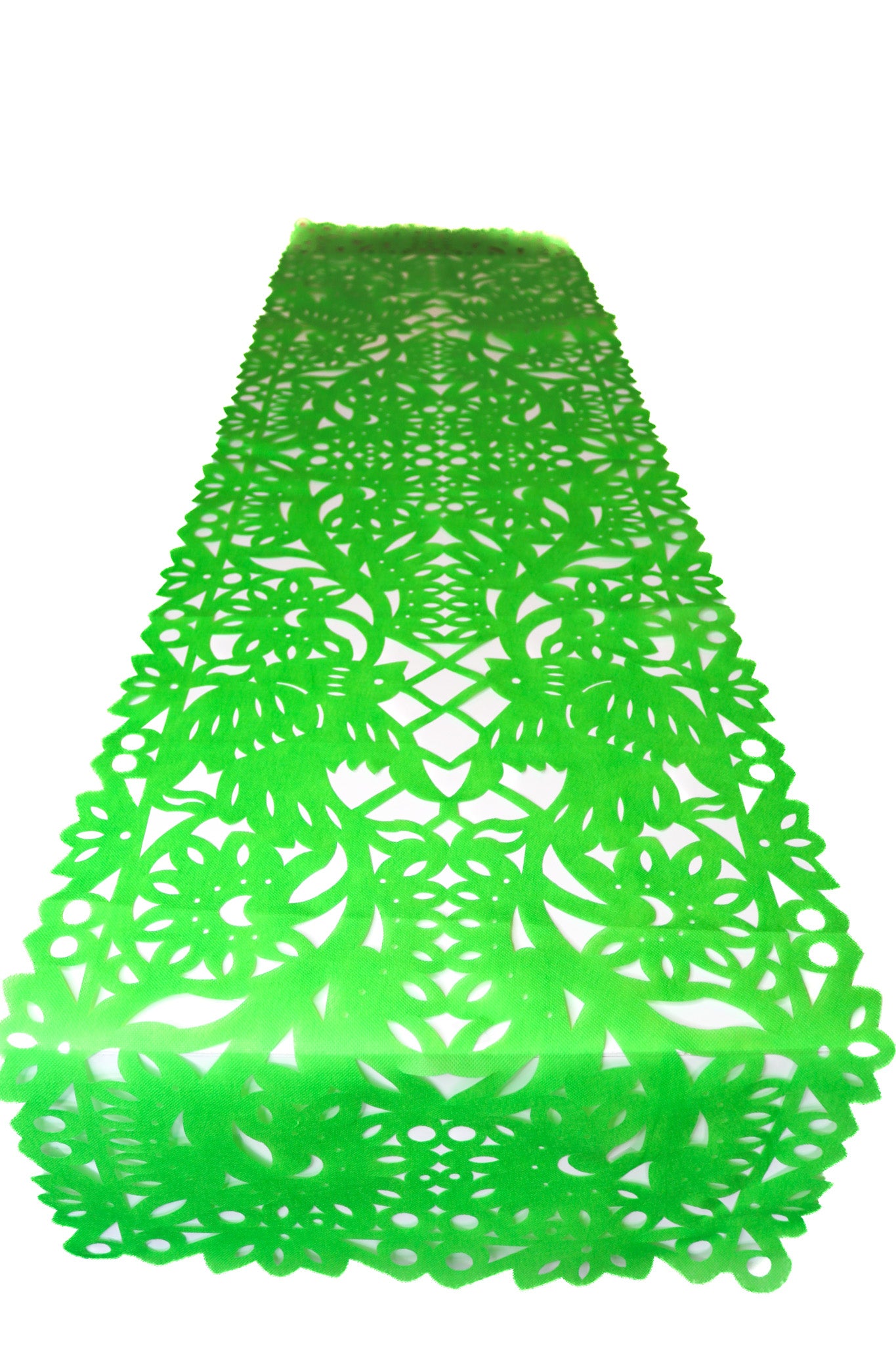 Mexican Fabric Table Runner Papel Picado Design Lime Green