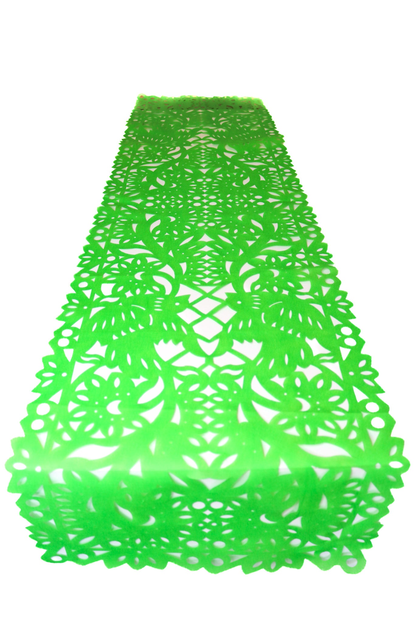 Mexican Fabric Table Runner Papel Picado Design Lime Green