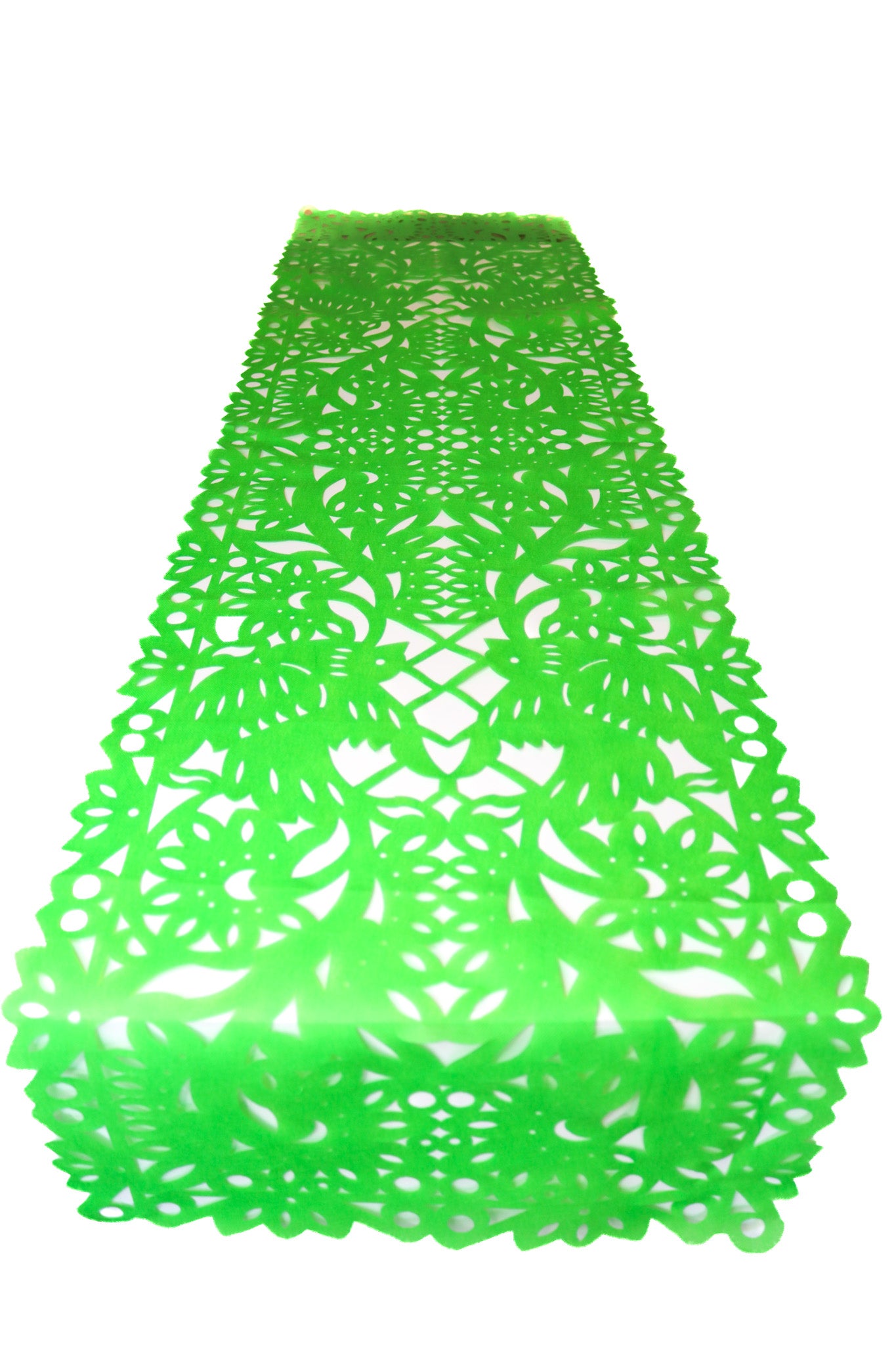 Mexican Fabric Table Runner Papel Picado Design Lime Green