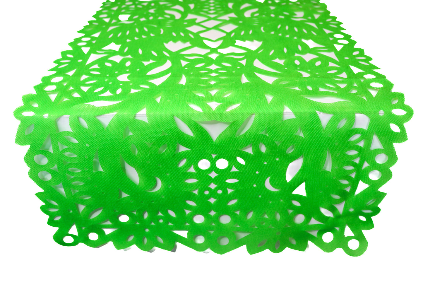 Mexican Fabric Table Runner Papel Picado Design Lime Green