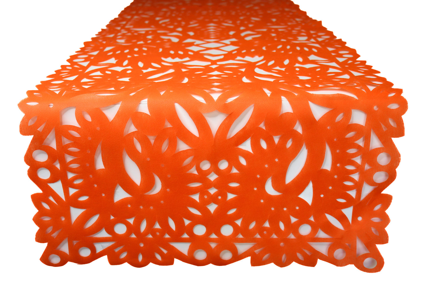 Mexican fabric Table Runner Papel Picado design Orange