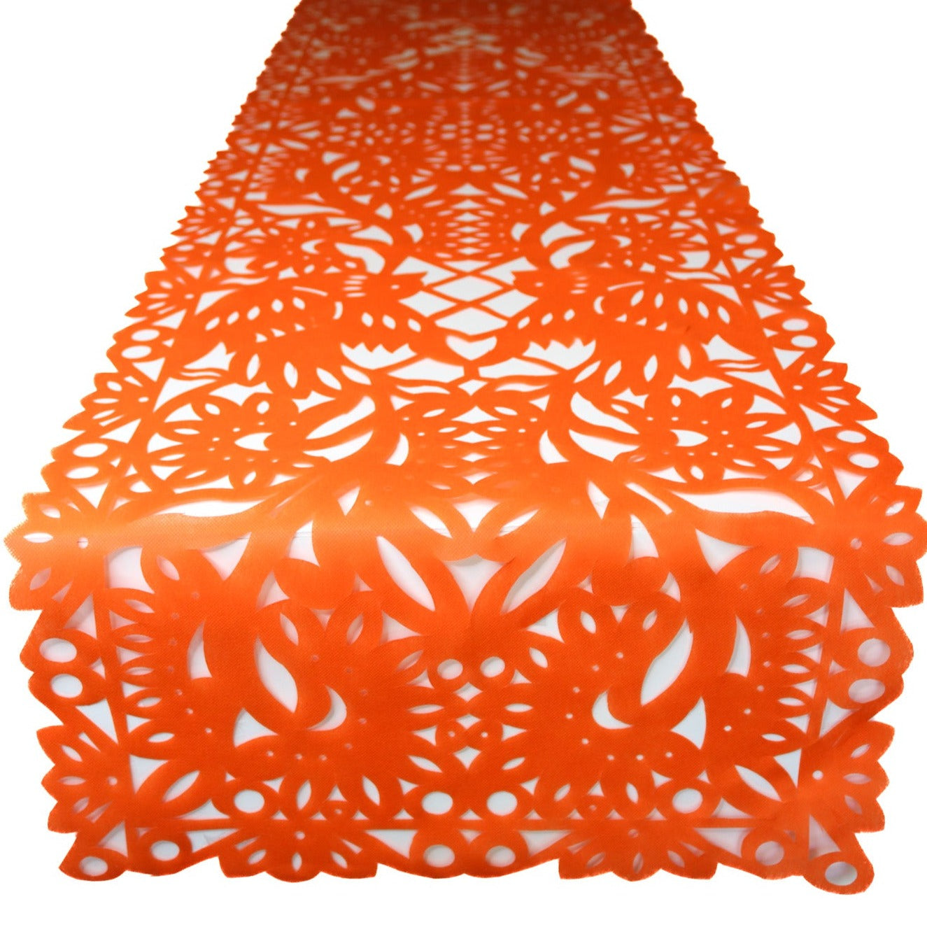 Mexican fabric Table Runner Papel Picado design Orange