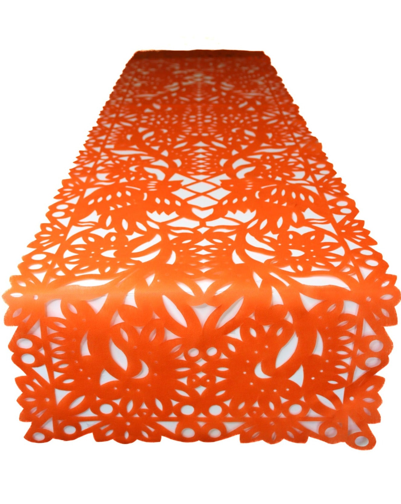 Mexican fabric Table Runner Papel Picado design Orange