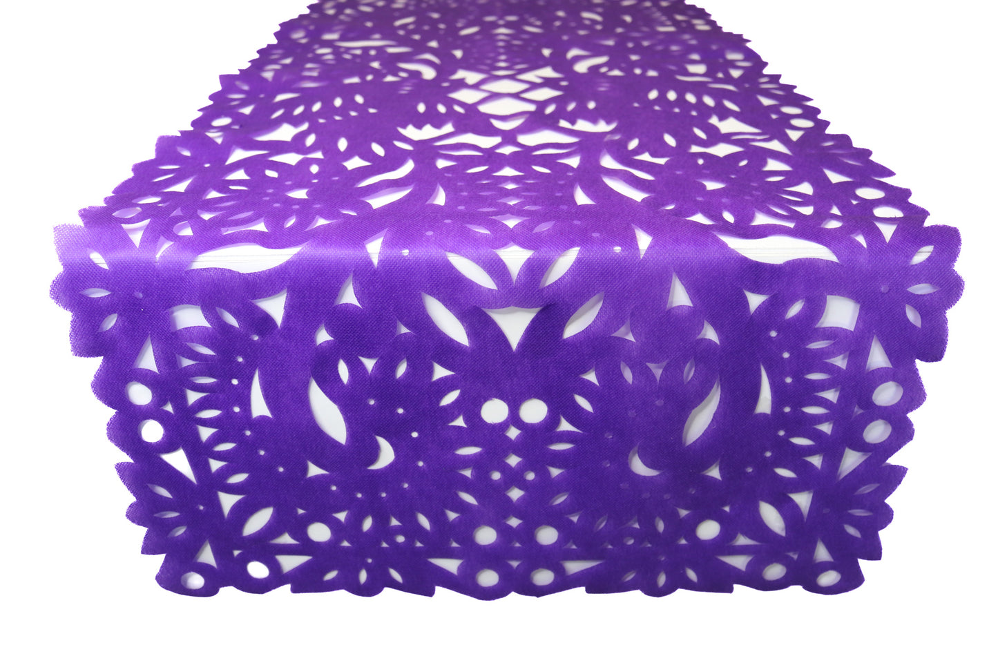 Mexican Fabric Table Runner Papel Picado Design Purple