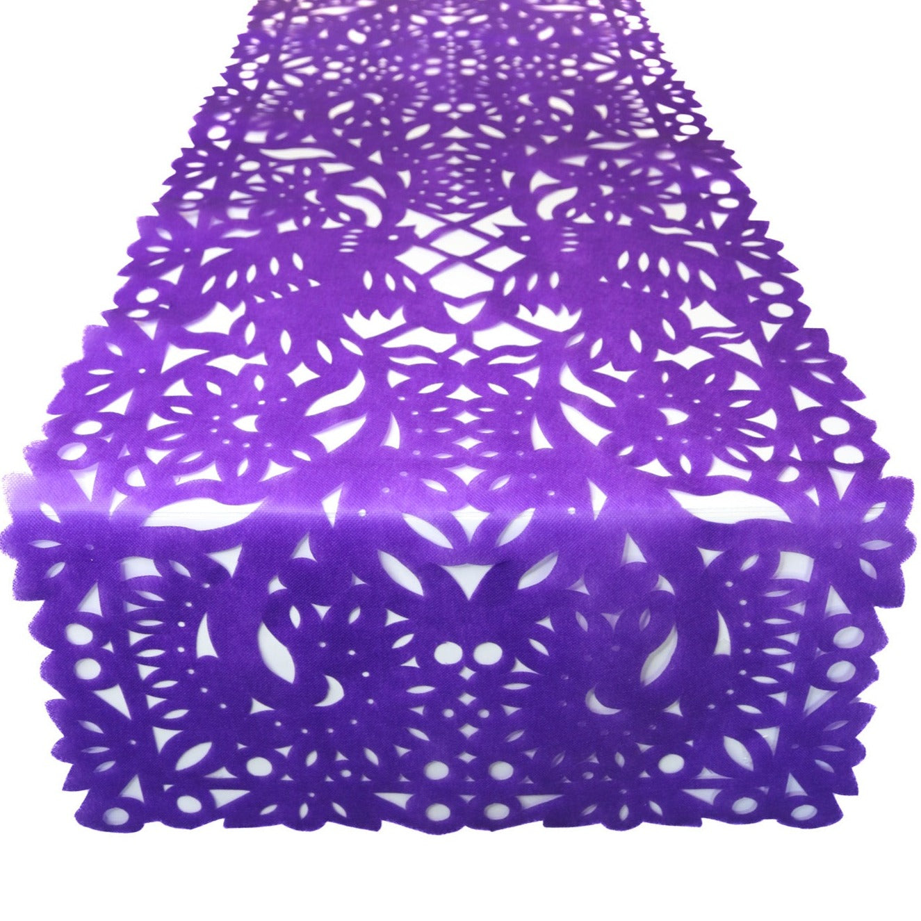 Mexican Fabric Table Runner Papel Picado Design Purple