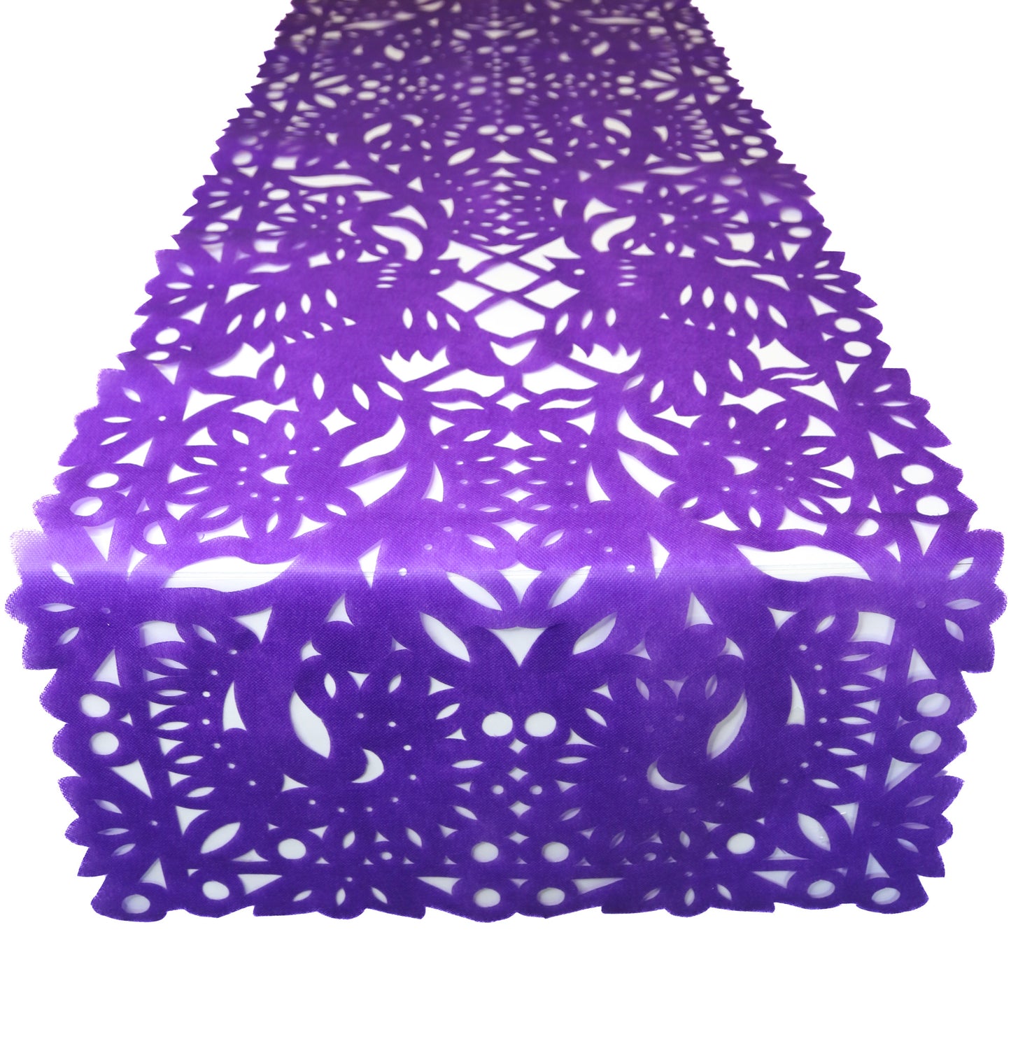 Mexican Fabric Table Runner Papel Picado Design Purple