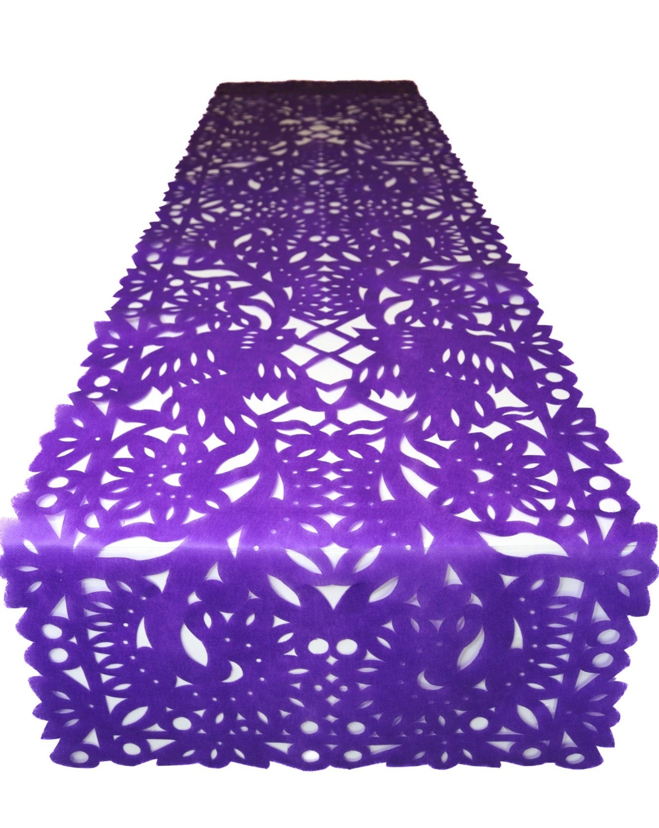 Mexican Fabric Table Runner Papel Picado Design Purple