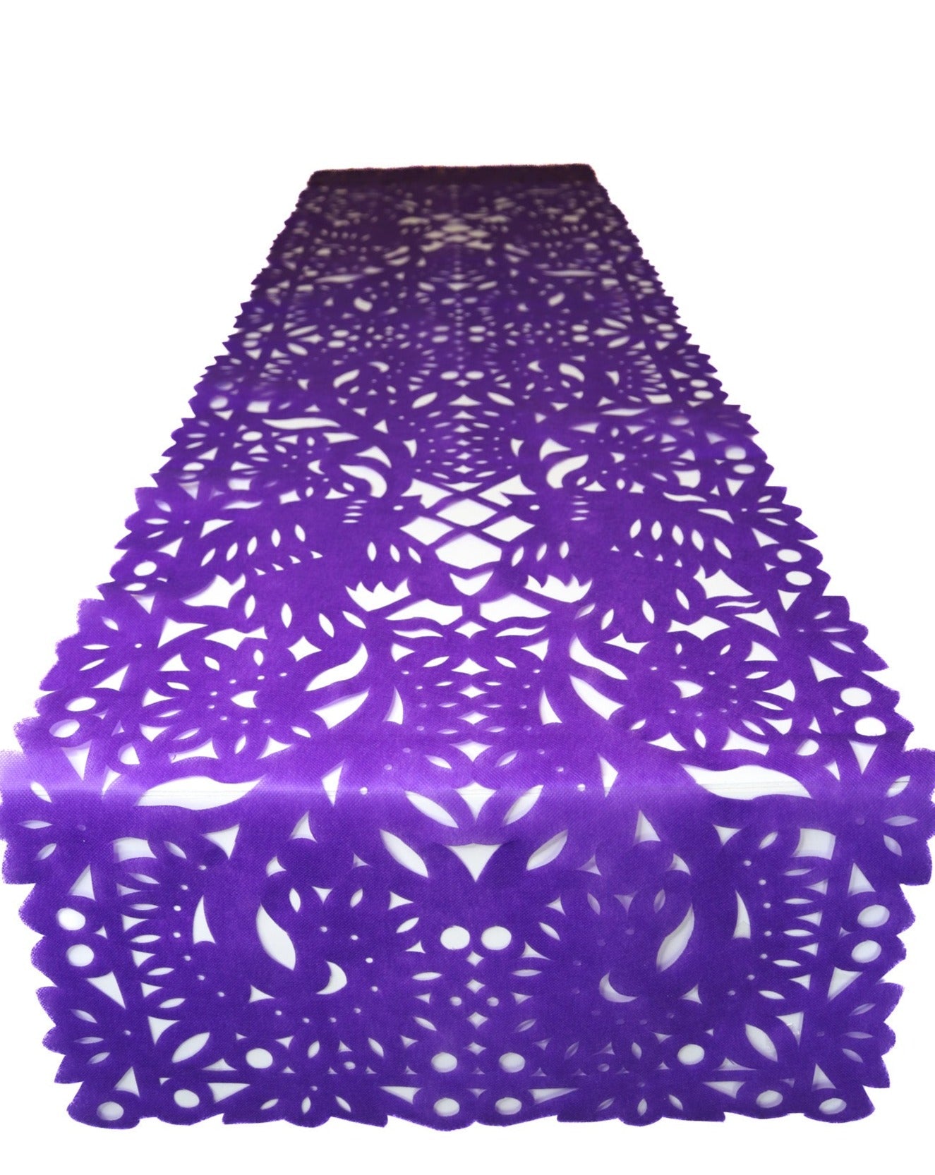 Mexican Fabric Table Runner Papel Picado Design Purple