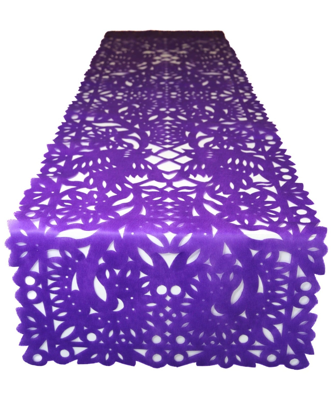 Mexican Fabric Table Runner Papel Picado Design Purple