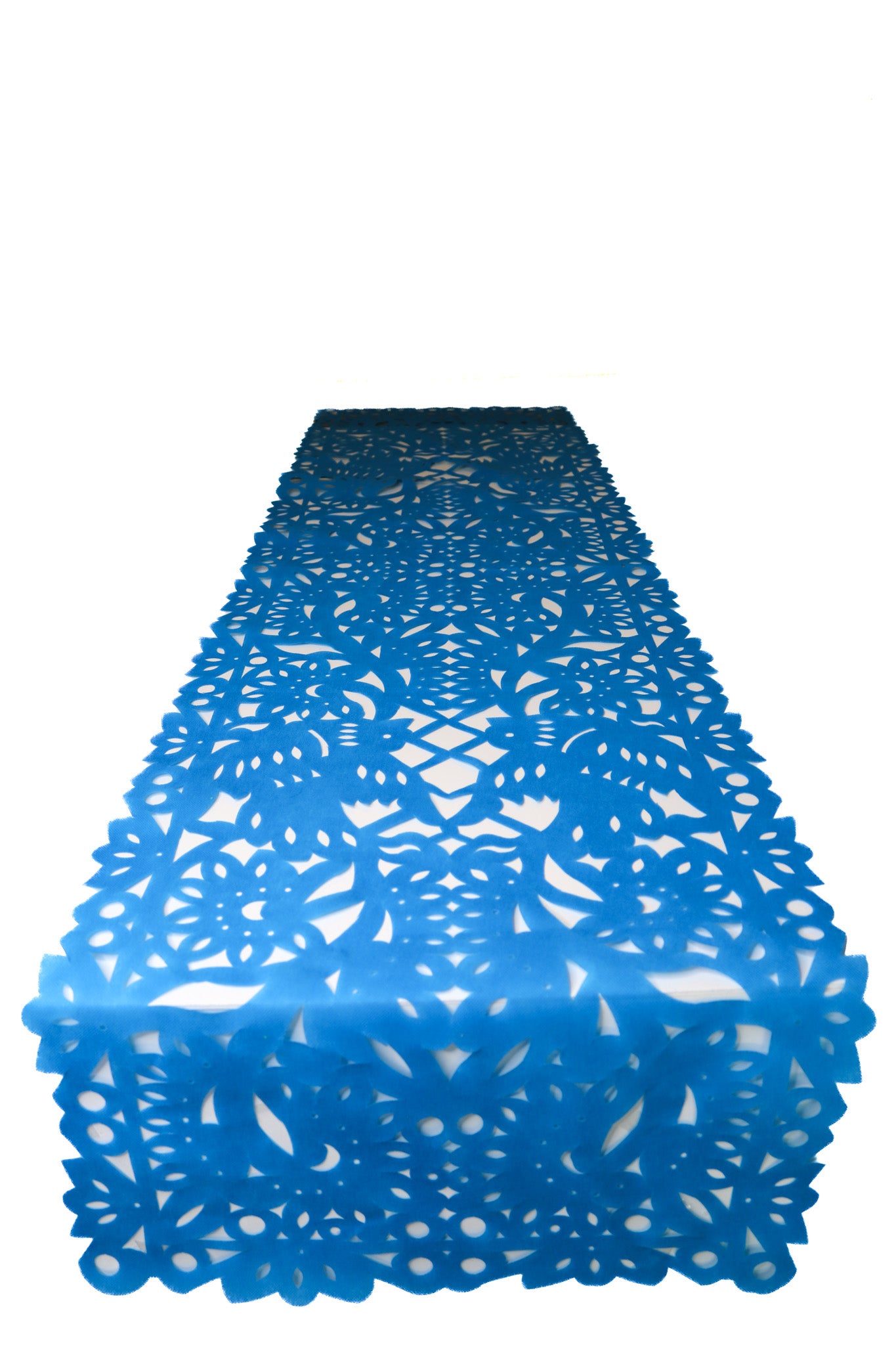 Mexican fabric Table Runner Papel Picado design bright Blue
