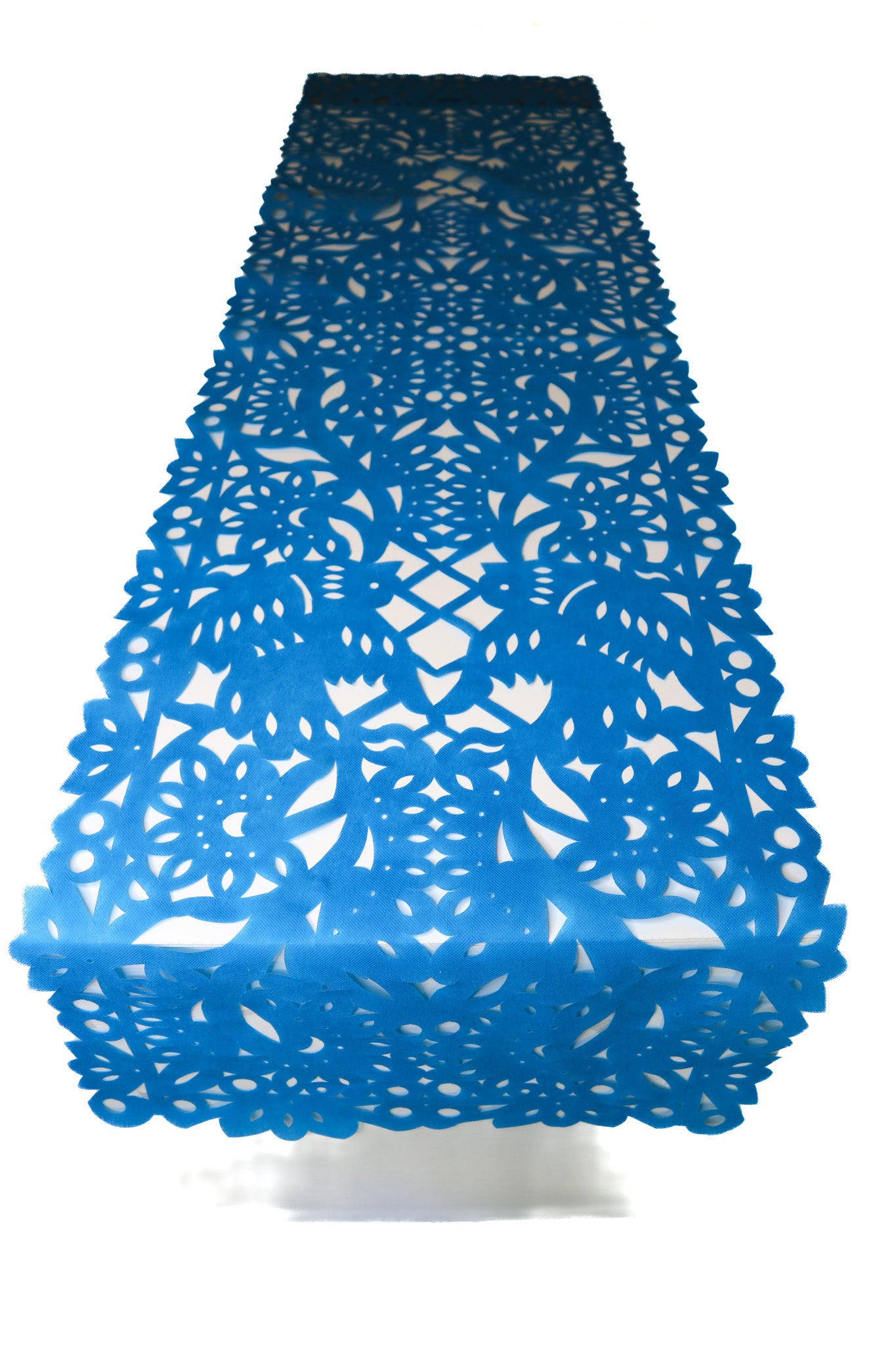 Mexican fabric Table Runner Papel Picado design bright Blue