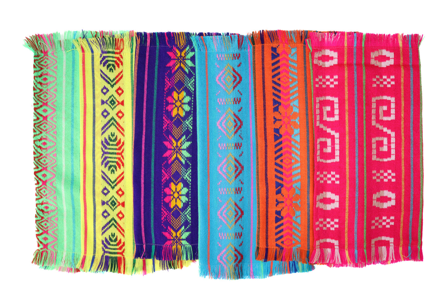 Mexican Fabric Napkins, Bulk Set of 6 Tribal Assorted Colors