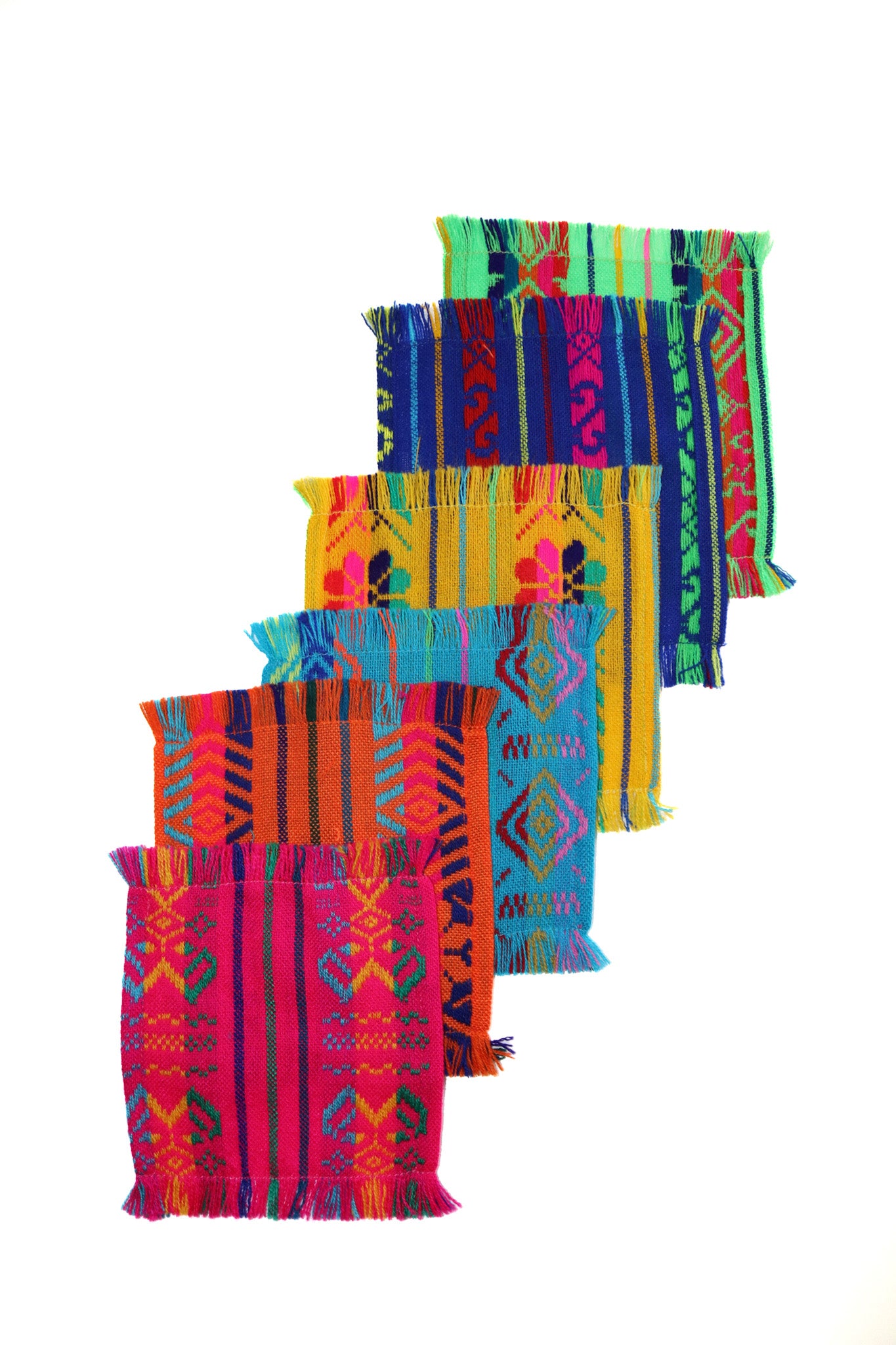 Mexican Fabric COCKTAIL napkins, Bulk Set of 6 tribal assorted colors