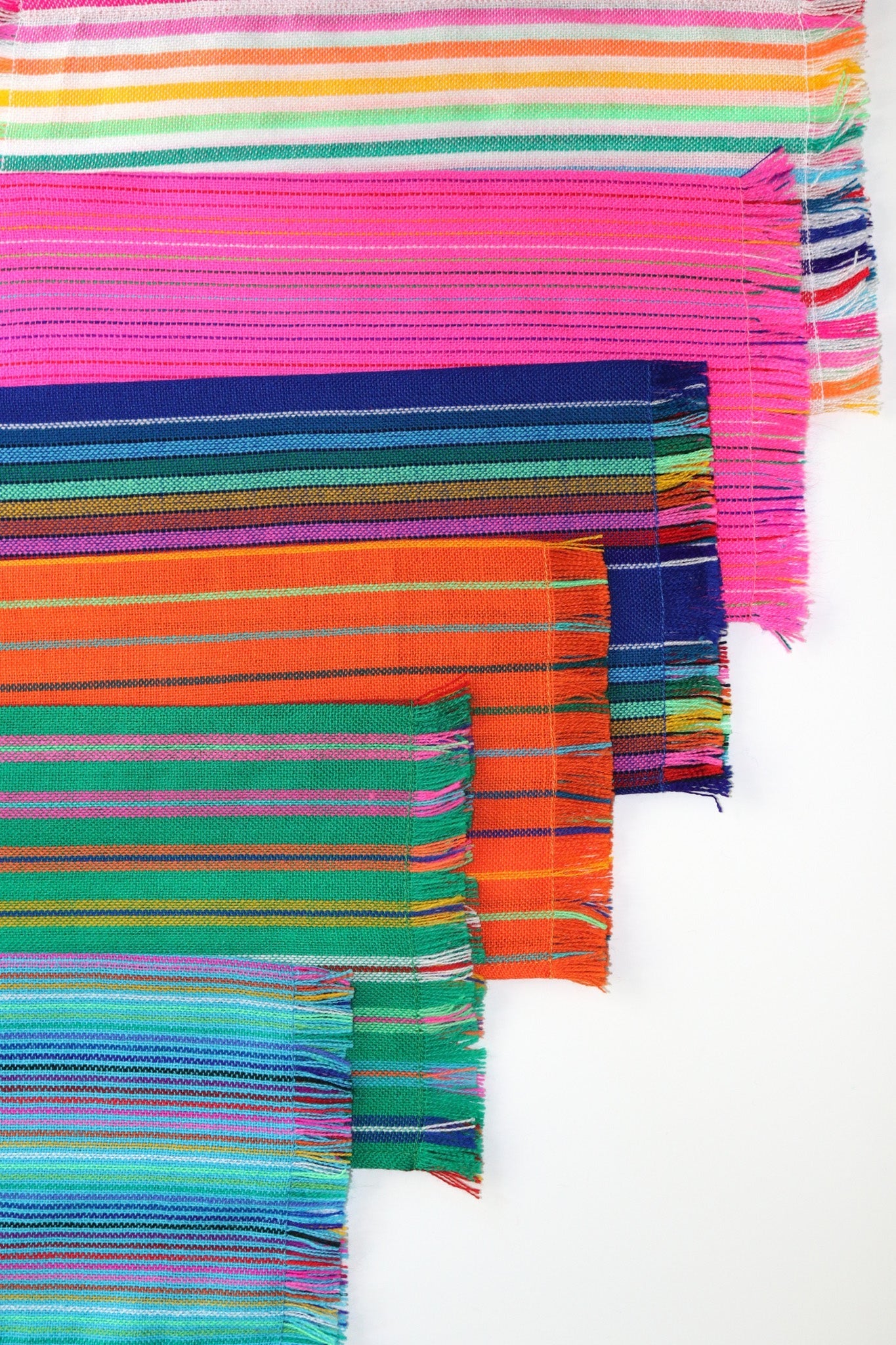 Mexican Fabric Napkins, Bulk Set of 6 Striped Assorted Colors