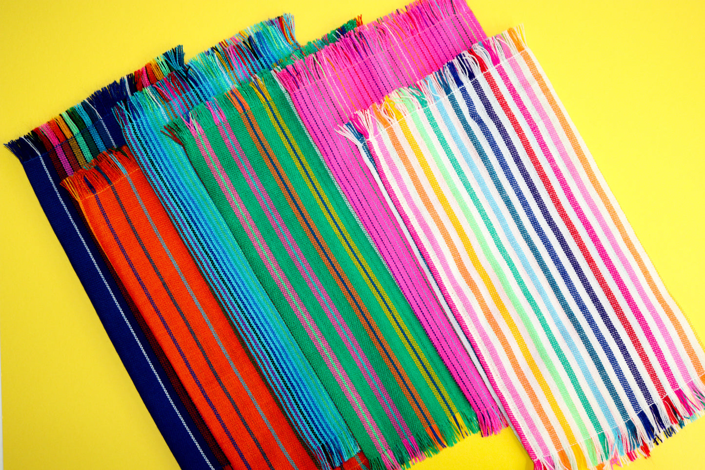 Mexican Fabric Napkins, Bulk Set of 6 Striped Assorted Colors