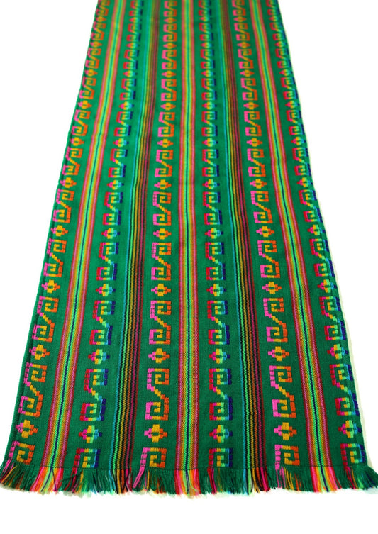 Mexican Fabric Table Runner - Flag green