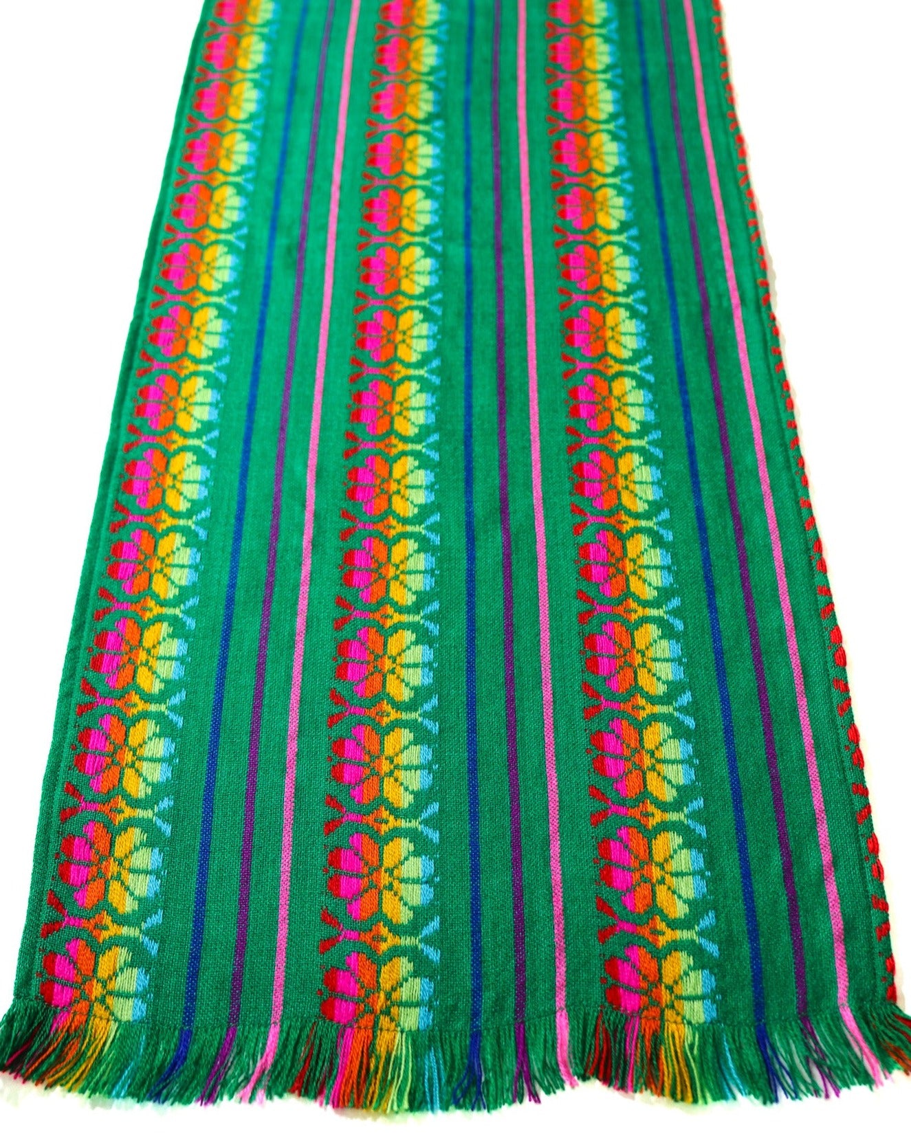 Mexican Fabric Table Runner - Floral green