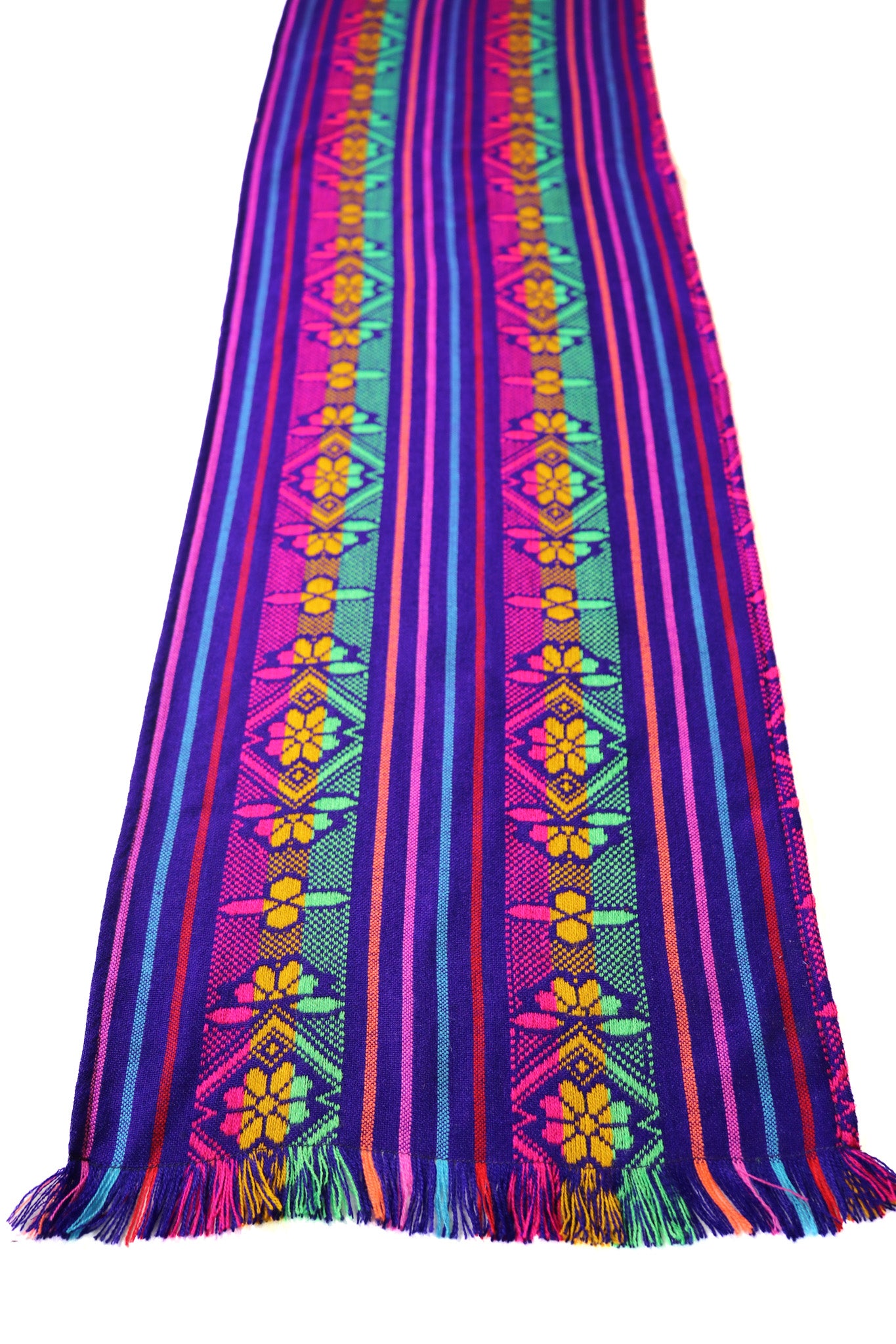 Mexican Fabric Table Runner - floral purple