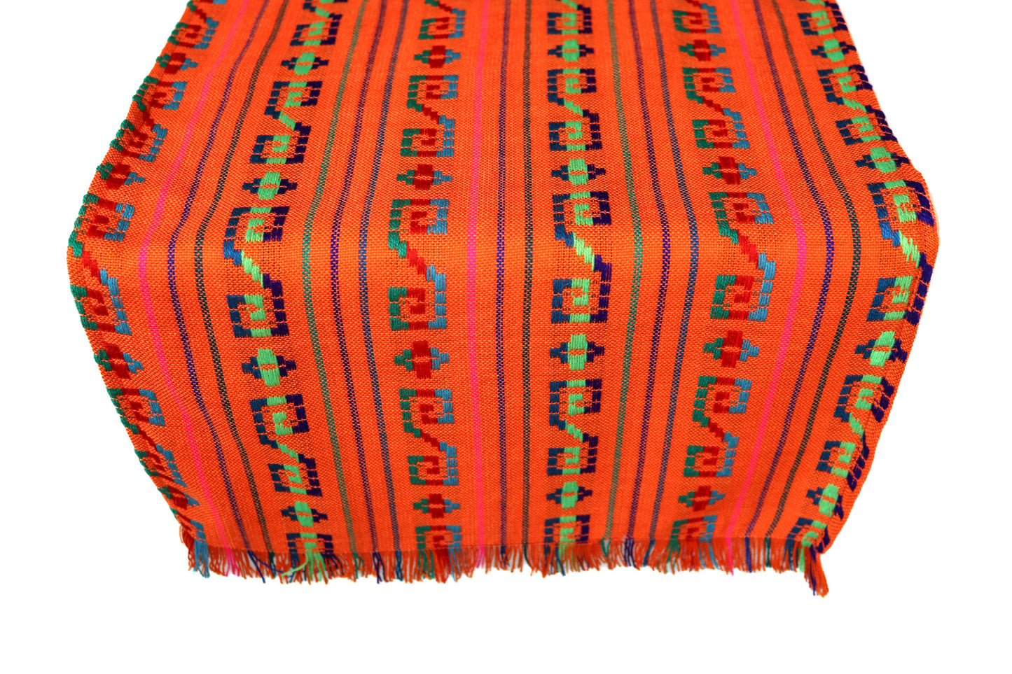 Mexican Fabric Table Runner or Tablecloth - Orange embroidered