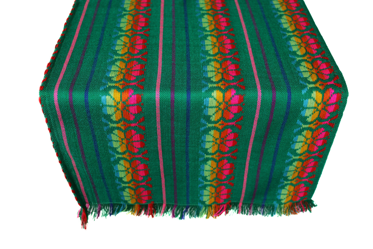Mexican Fabric Table Runner - Floral green