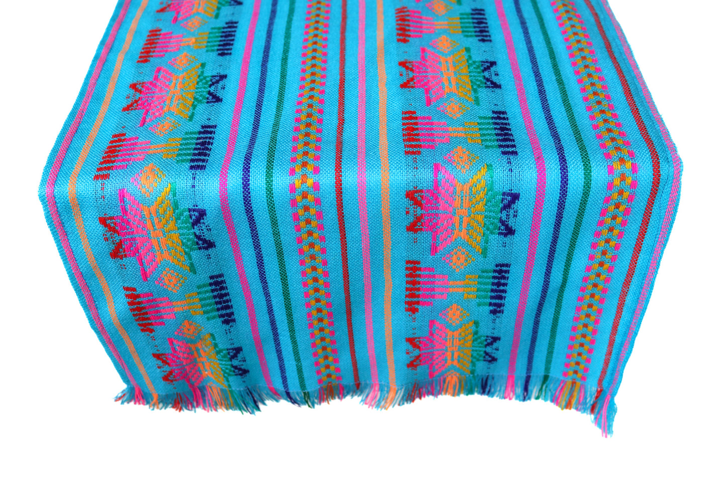 Mexican Fabric Table Runner - Light Blue