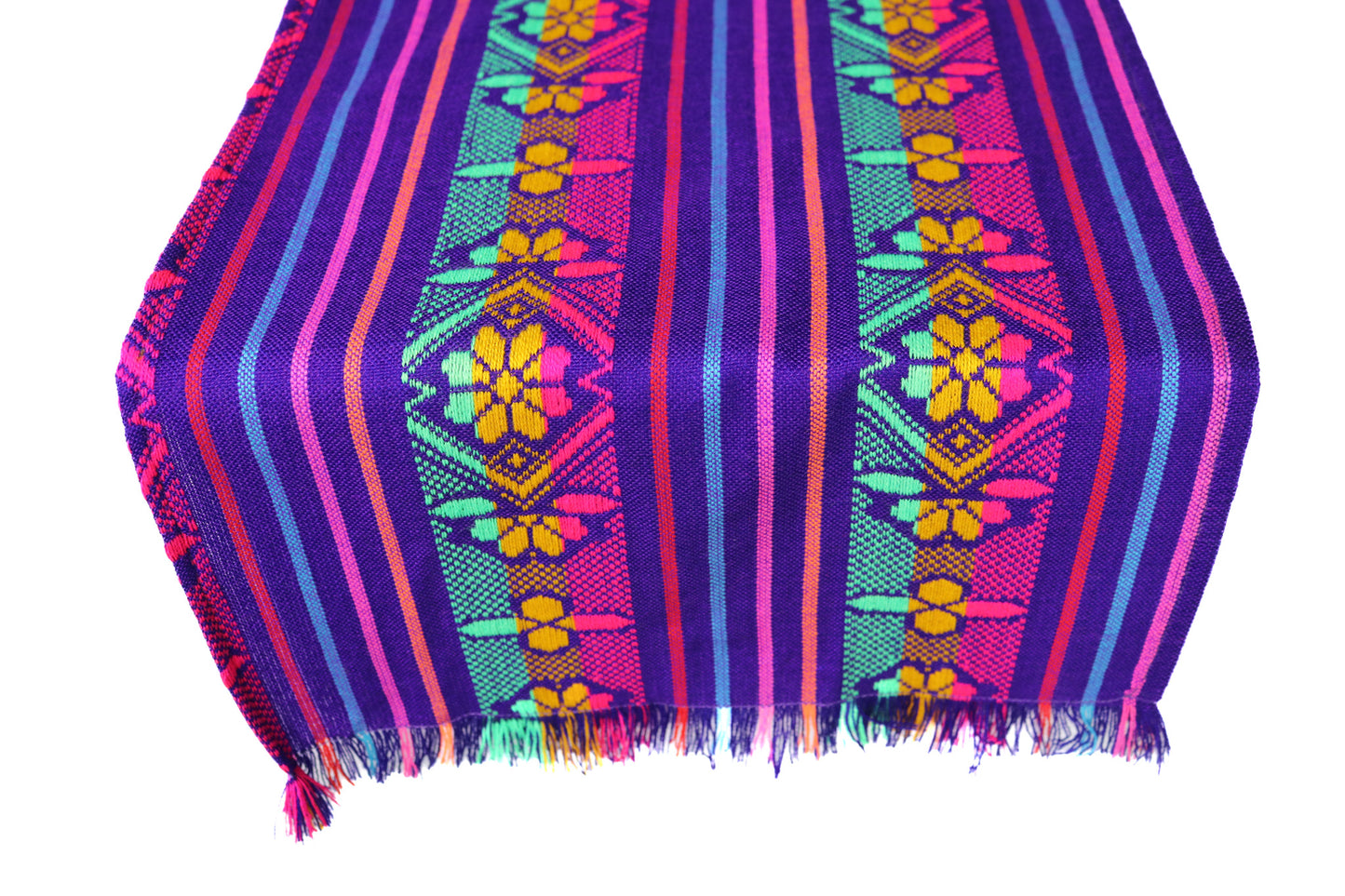 Mexican Fabric Table Runner - floral purple