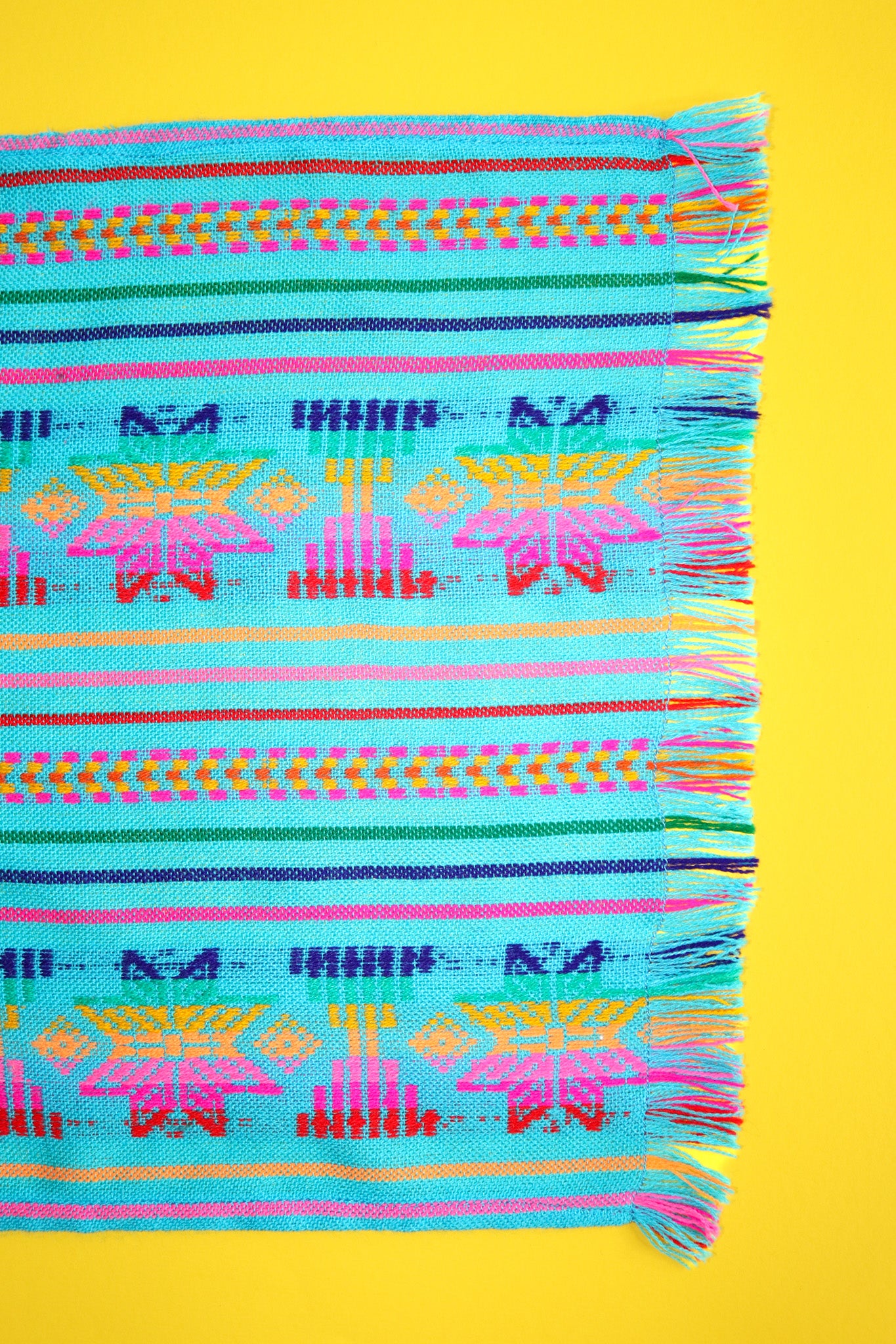 Mexican Fabric Table Runner - Light Blue