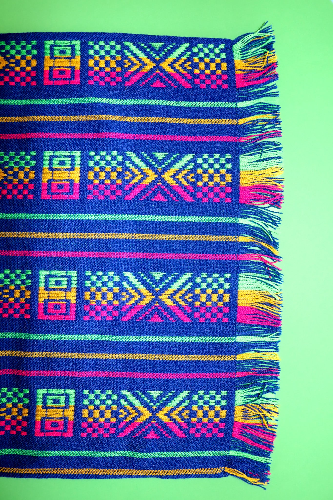 Mexican Fabric Table Runner - Blue