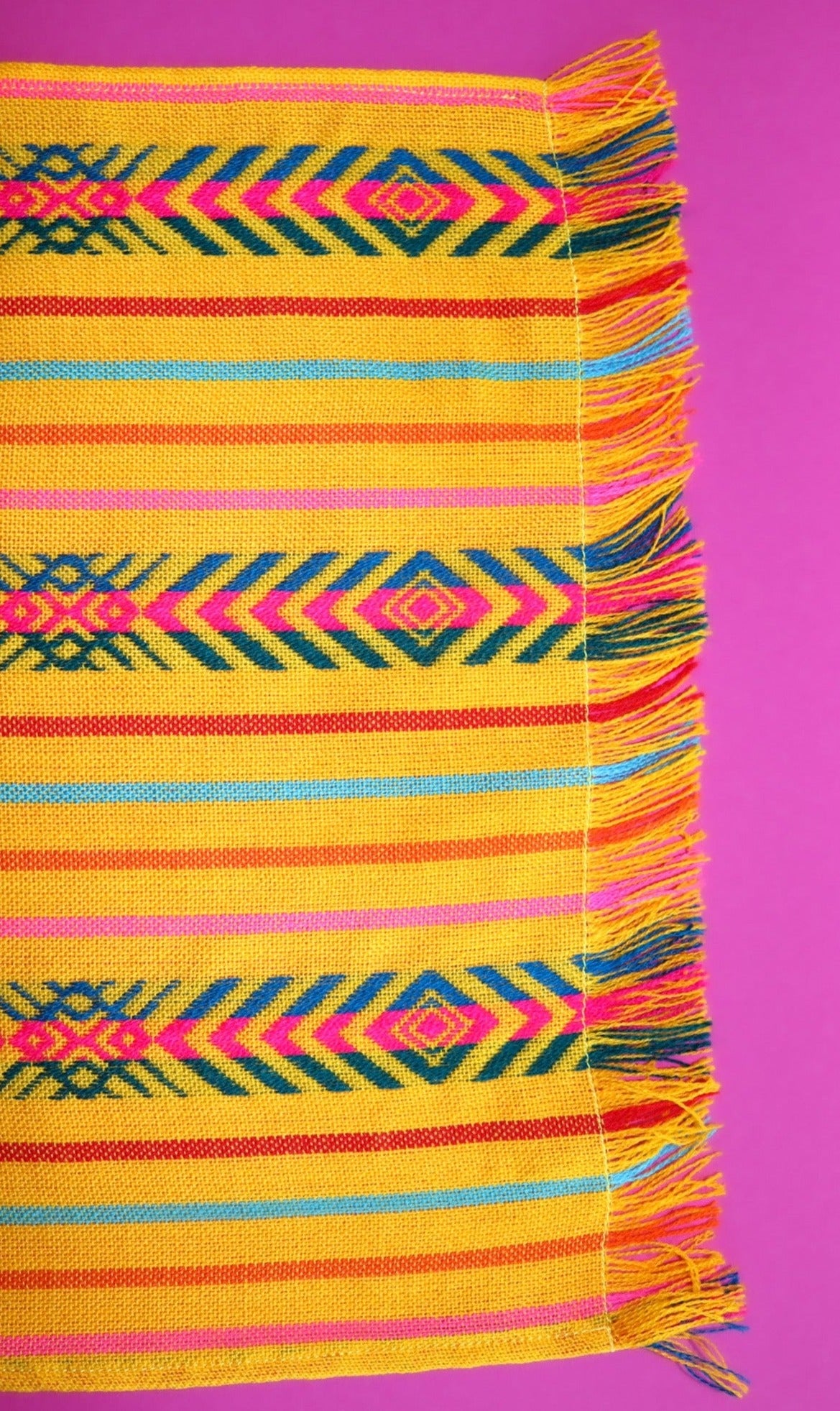 Mexican Fabric Table Runner - bright yellow