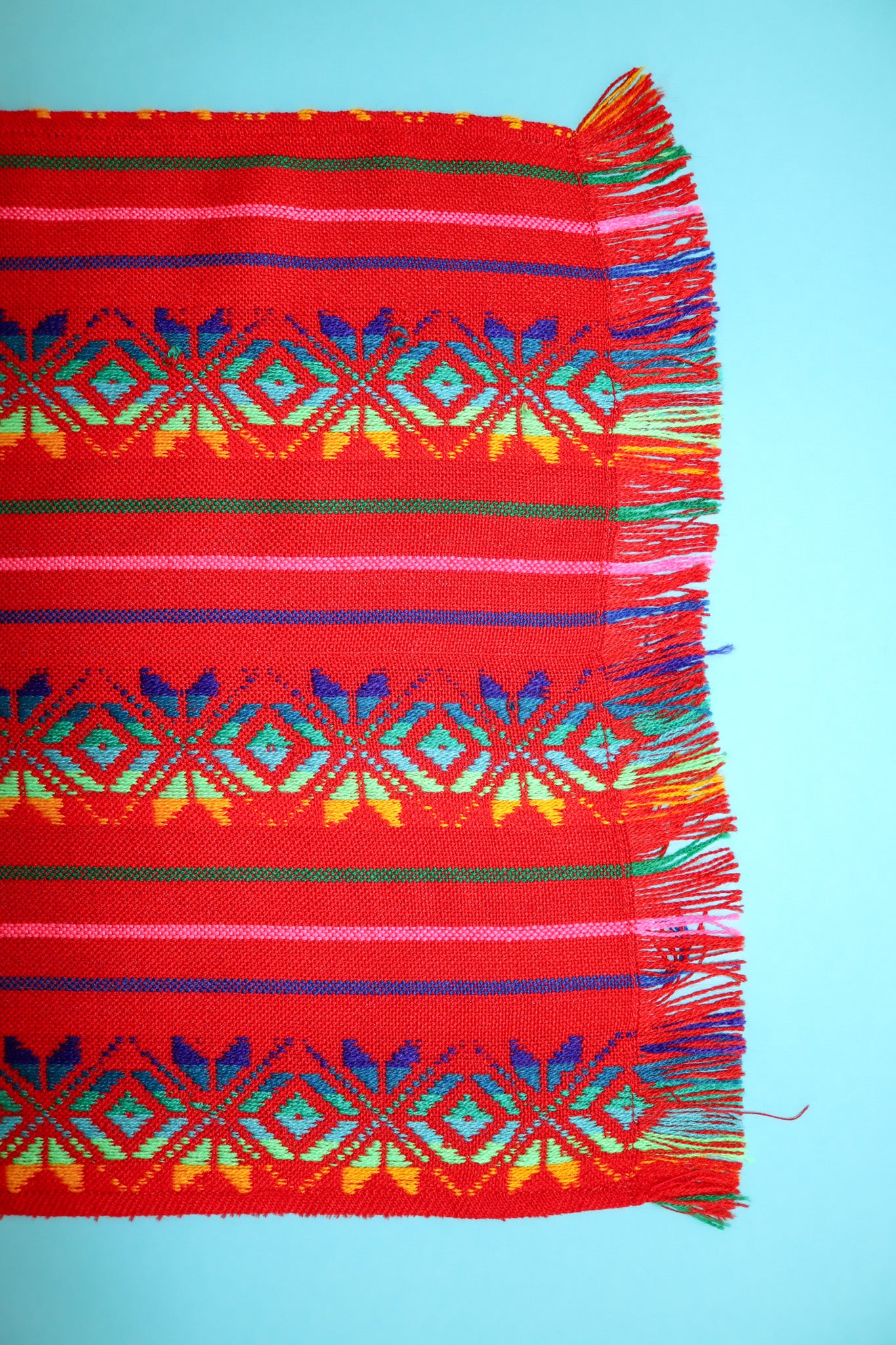 Mexican Fabric Table Runner -Red