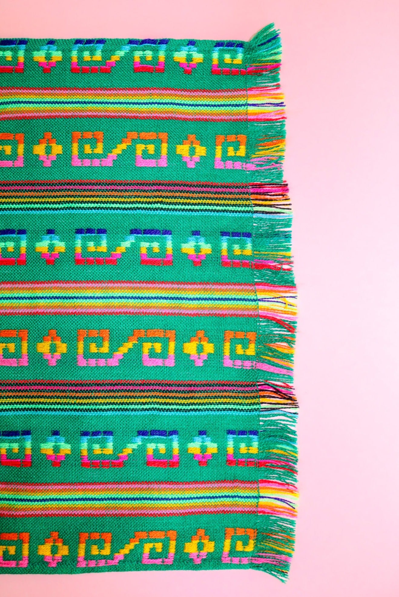 Mexican Fabric Table Runner - Flag green