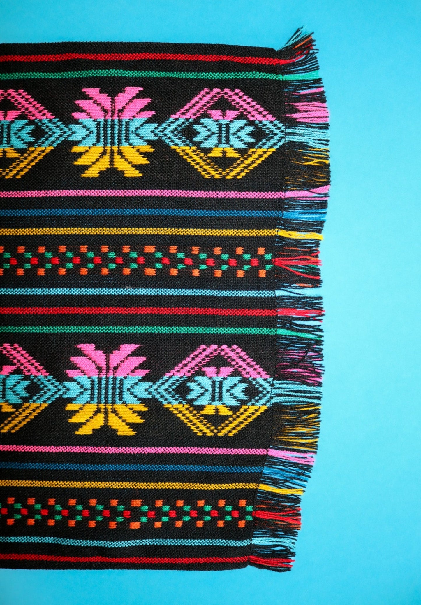 Mexican Fabric Table Runner - Tribal black